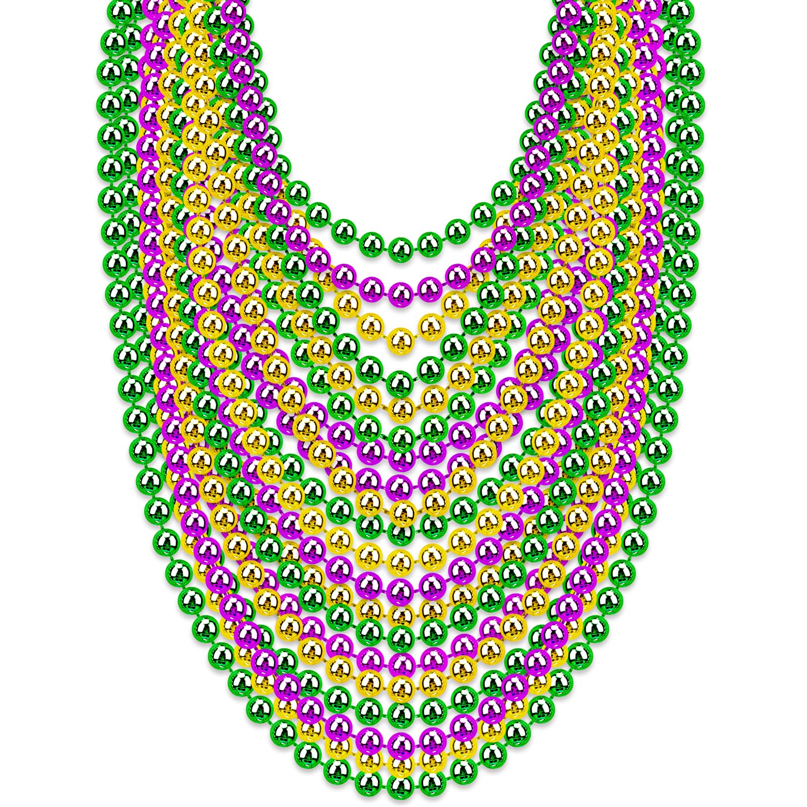 FUNIXY 24pcs Mardi Gras Beads Necklaces Bulk, Green Gold Purple Beads Carnival Parades Costume Throw Beads Party Decoration Masquerade St. Patrick's Day Party Favor Supplies