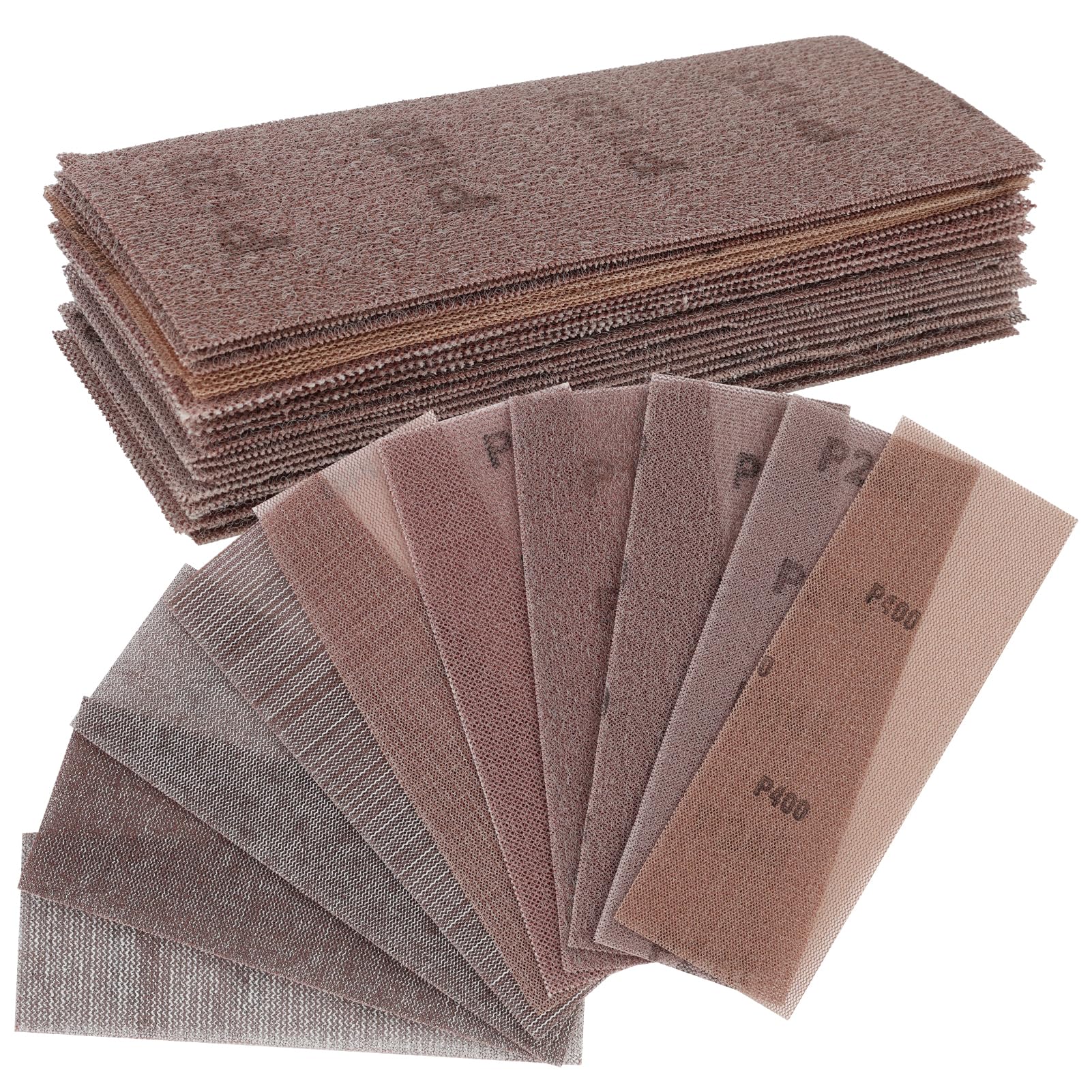 Zestaw 25 taśm ściernych o siatce 70 x 198 mm do ścian, drewna, metalu, farb z ziarnem 80, 120, 180, 240, 400 (mix)