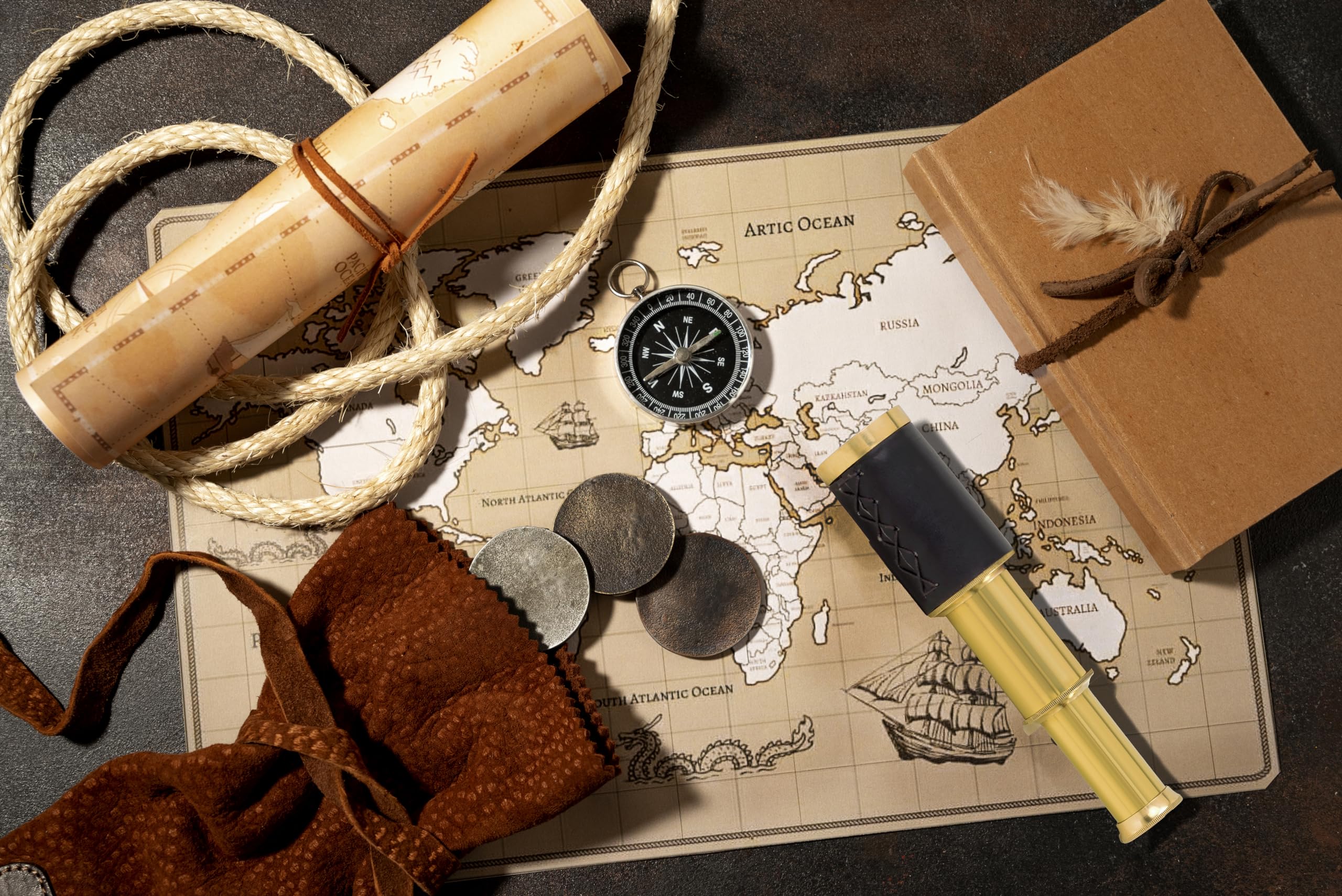 Set di telescopi in ottone massiccio da 15,2 cm, realizzato a mano, con borsa per il trasporto marrone per completare la tua collezione