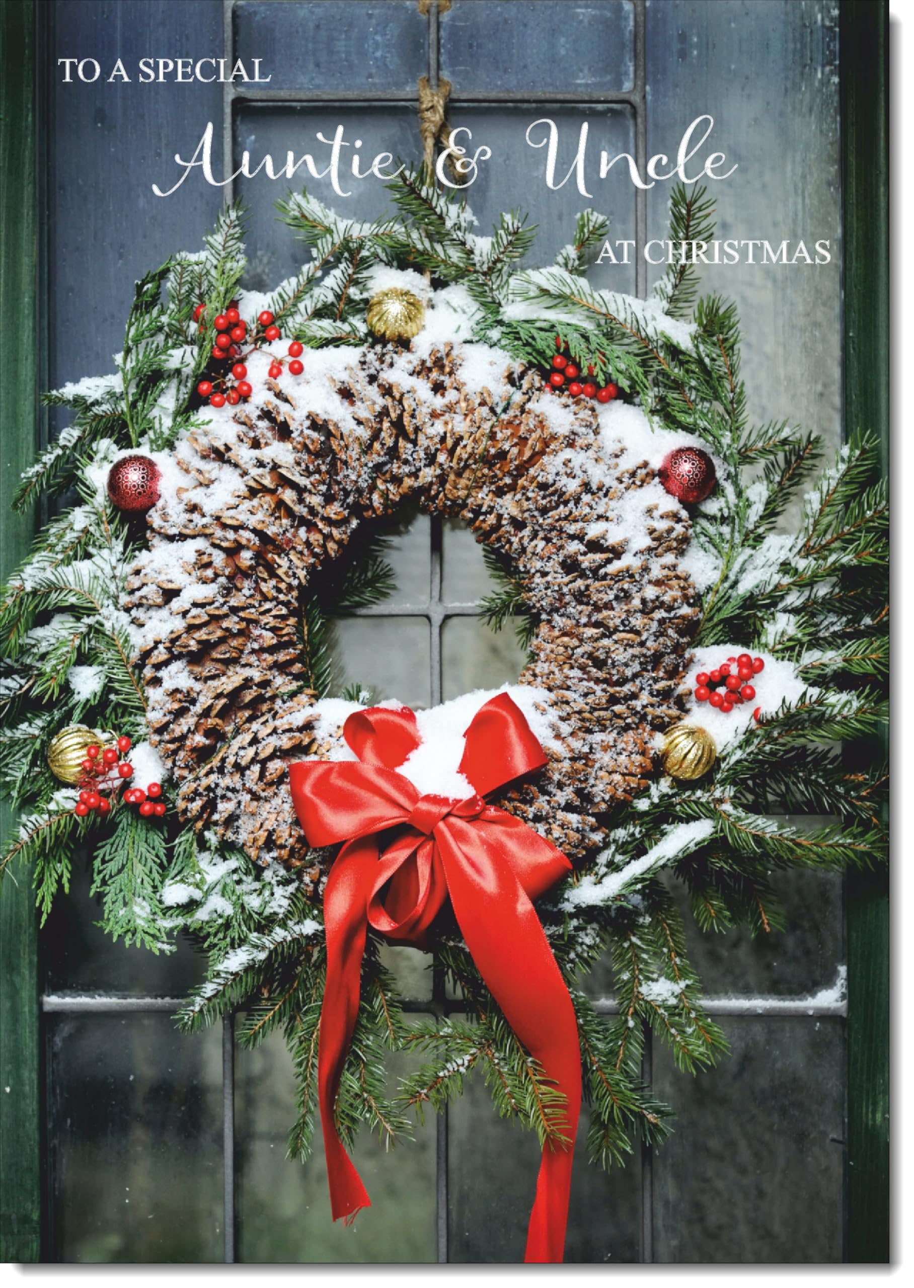 doodlecards Auntie and Uncle Christmas Card Wreath Large A4 Size Christmas Card for Auntie & Uncle with Plain Envelope — image 1