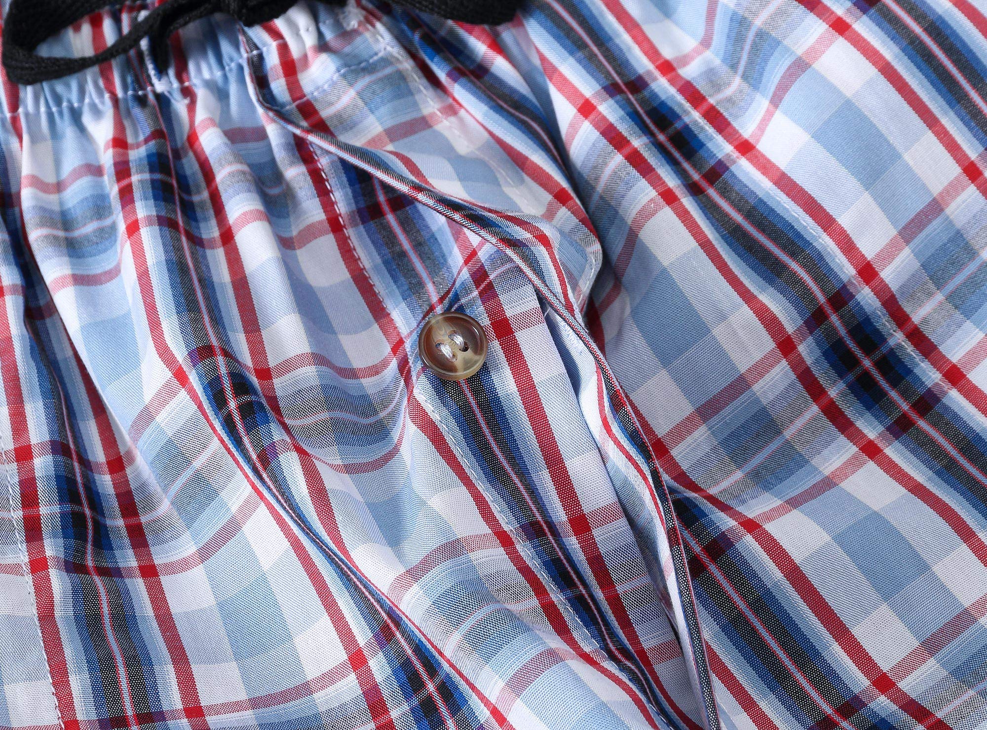 MoFiz Pantaloni Corti Pigiama Uomo Cotone Pantaloncini Shorts a Quadretti con Tasche