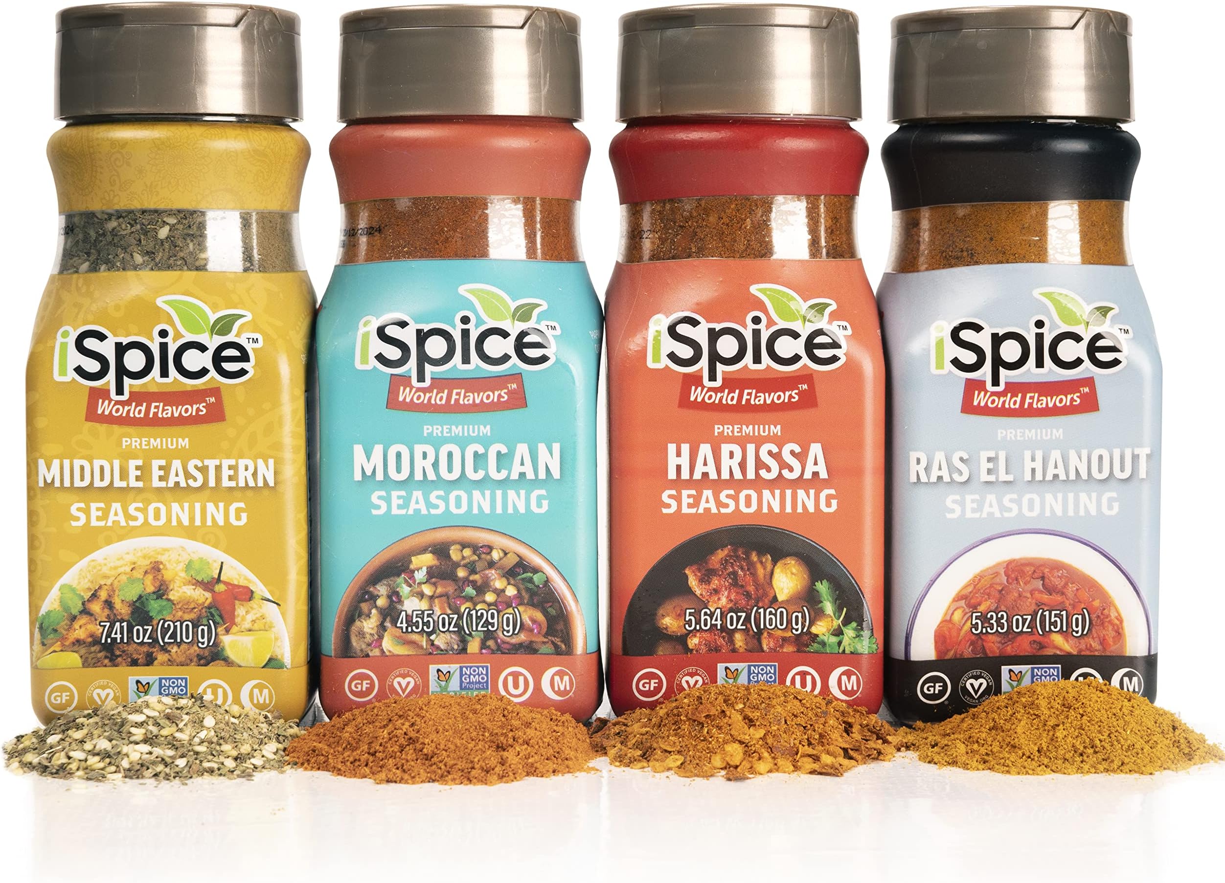 iSpice Spices and Seasonings Sets Different World Flavor Seasoning - All International | WORLD FLAVORS PREMIUM SEASONINGS (4 Pack Exotic Middle East)