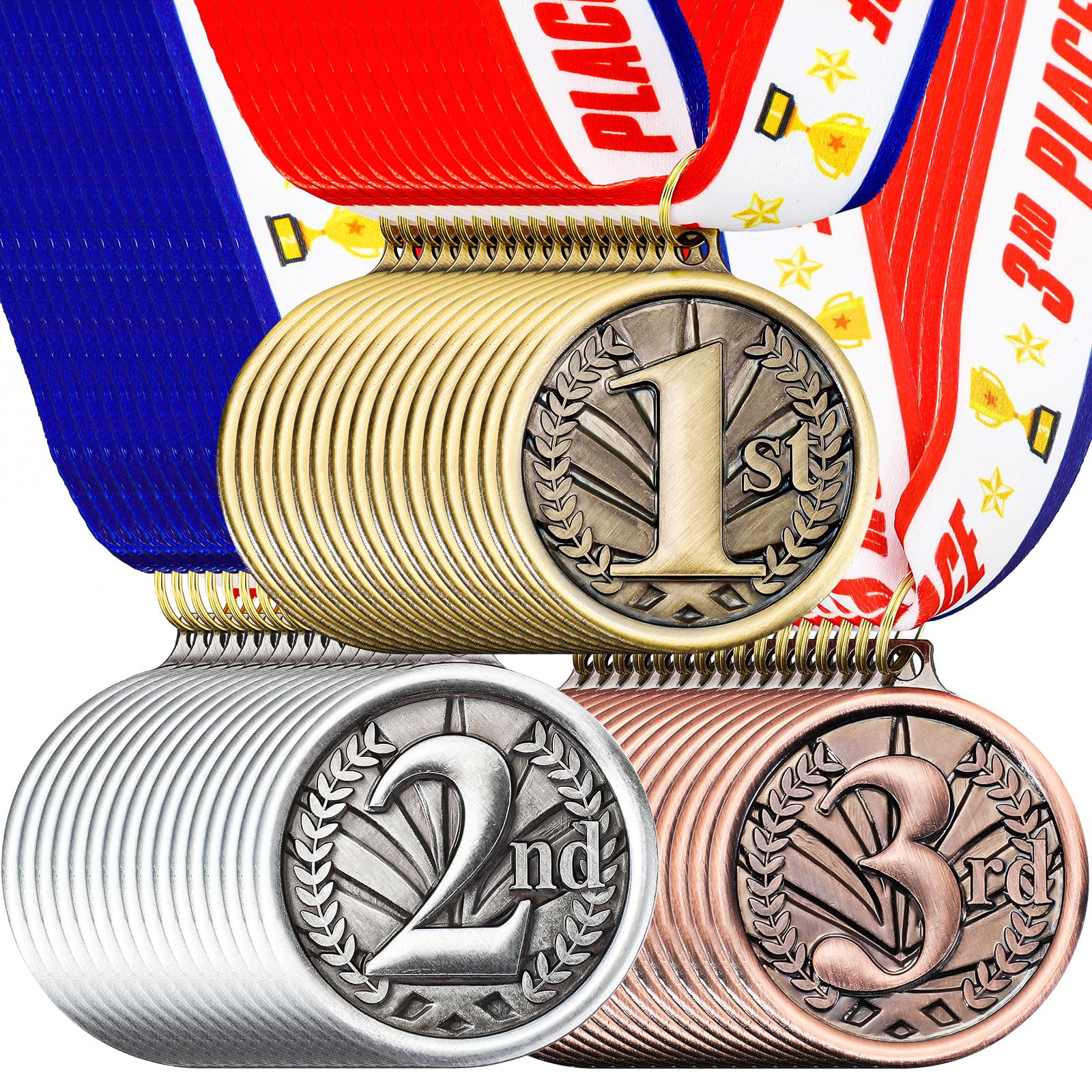 Loetere Award Medals 1st 2nd 3rd Place Medals for Awards Metal Winner Trophy Awards Gold, Silver, and Bronze Prizes for Sports Competitions Party, 2
