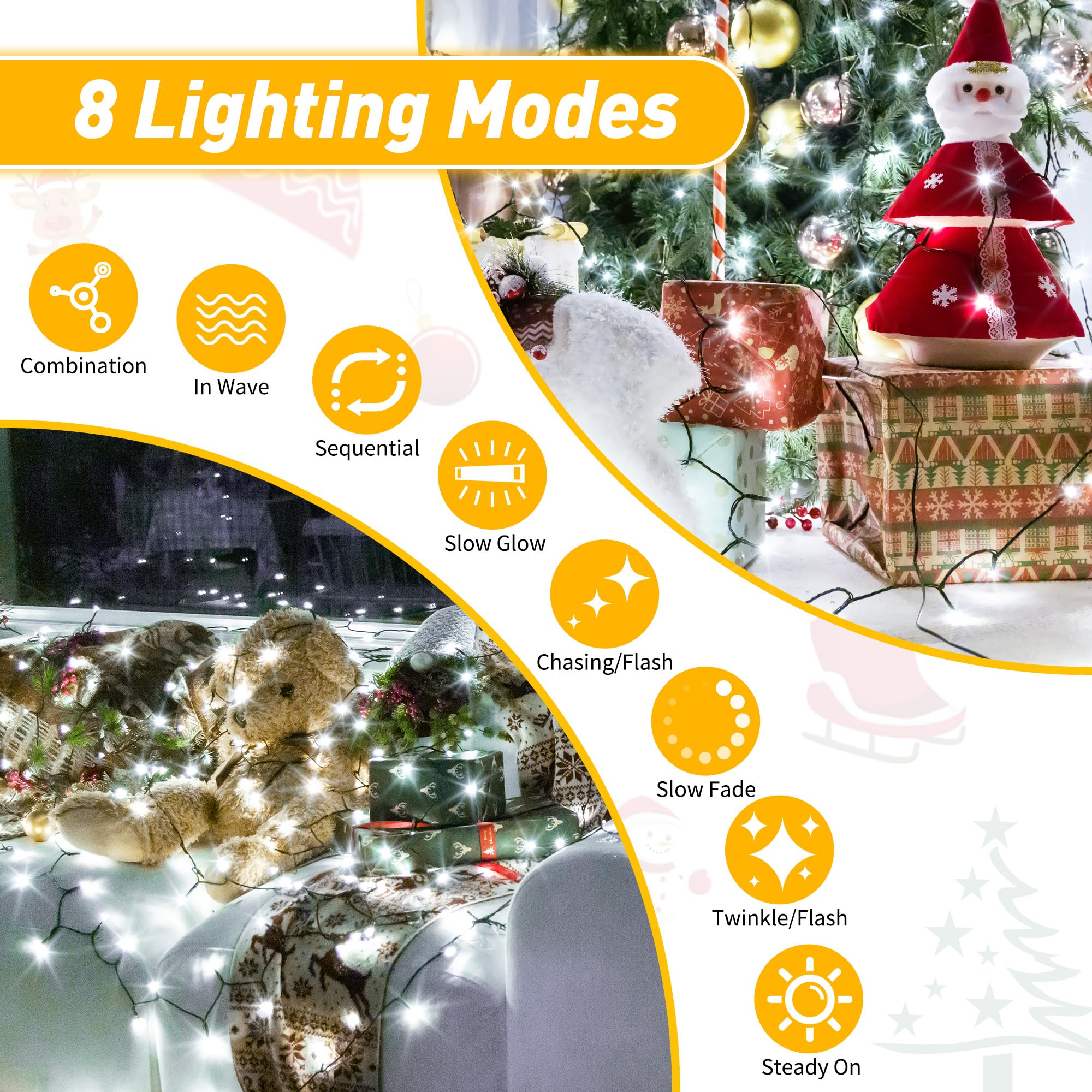 Nextronix Fairy Lights Indoor Outdoor, 30m 300 LED String Lights Plug-in with 8 Modes/Timer/Remote - Image 3