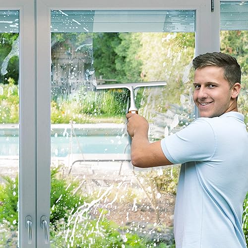 Vista 2 de SCRUBIT Escobilla de goma ligera para ventanas y duchas, limpiacristales, parabrisas de coche y espejo, herramienta de limpieza sin rayas