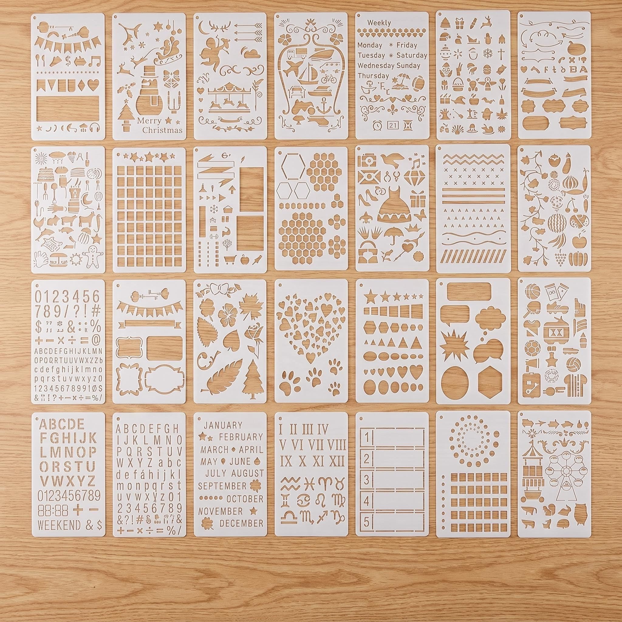 Copbopwn 28Pcs Letter Stencils Bullet Journal Stencils Set Reusable Plastic Alphabet Templates Number Calligraphy Stencils for Diary Notebook Scrapbooking Wall Art Drawing DIY Crafts Supplies