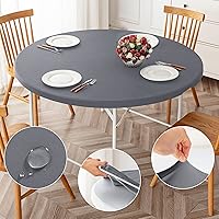 Vista 9 de ManMengJi Paquete de 2 manteles redondos ajustables color negro con bordes elásticos, impermeable, resistente a las manchas, para uso en exteriores