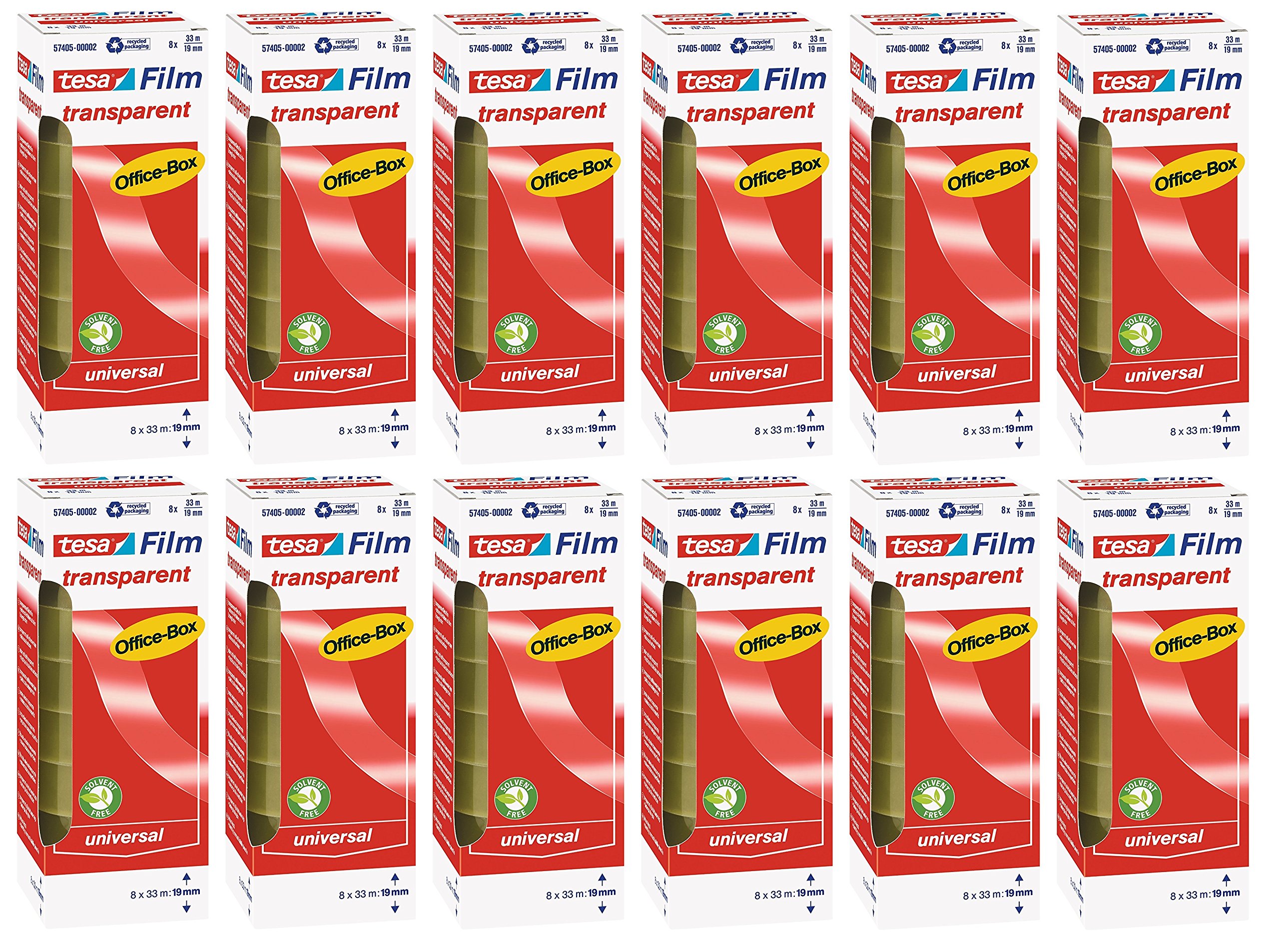 tesa tesafilm transparent - Transparentes Klebeband mit starker Haftung - alterungsbeständig und reißfest - 33 m x 19 mm (12 Sparpack)