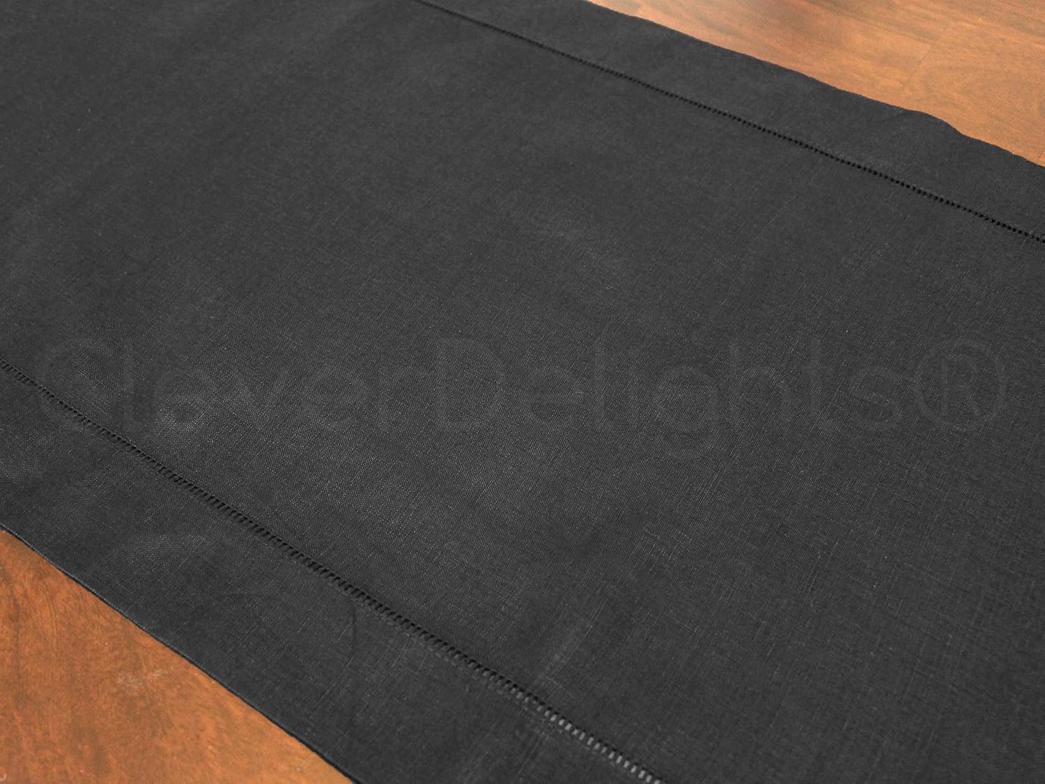 Best Review CleverDelights Black Linen Hemstitched Table Runner - 16 x 72 - 100% Pure Linen