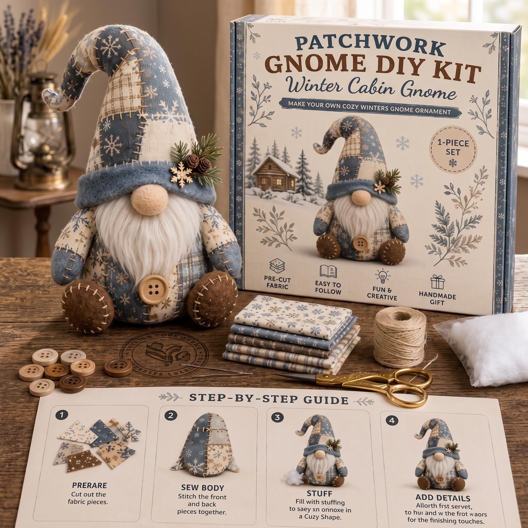 Felt Gnome Sewing Kit 3D Christmas Dwarf Fabric Craft Patchwork Kits