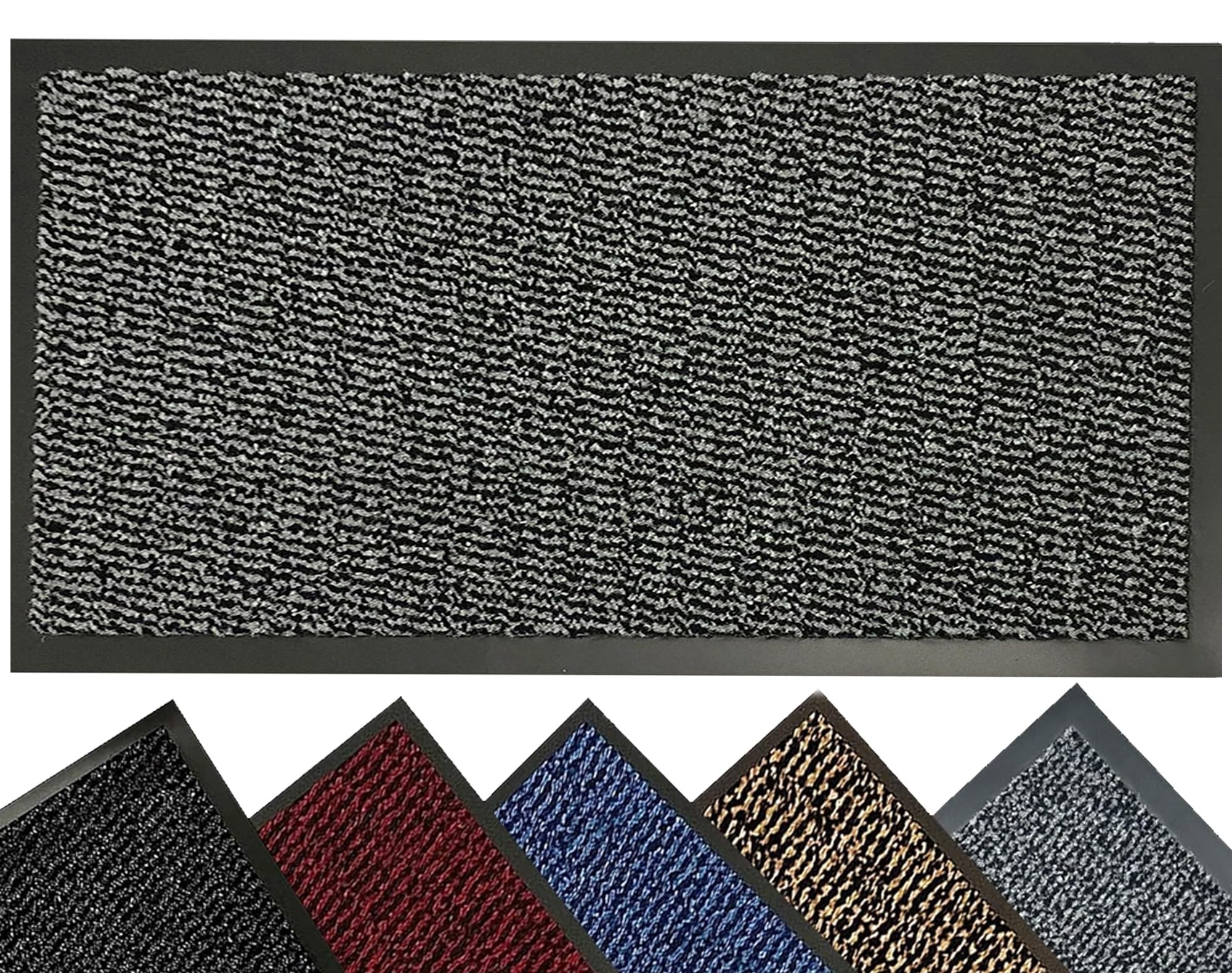 LENAK Door Mats - Entrance Mat Barrier Hallway Runner Kitchen Rug, Non-Slip Dirt Trapper Rubber Back Washable Floor Mat, Dust Grabbing Indoor Outdoor Doormats (Grey, 120x180cm)