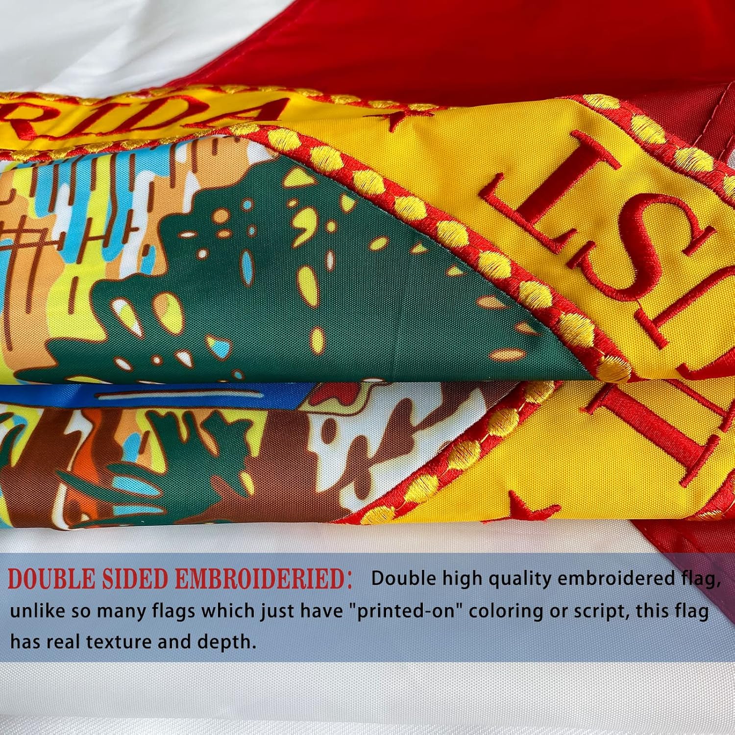 Florida Flag 3x5 Double Sided Embroidered- Heavy Duty Florida State Flag Super Durable 4 Rows Stitched Edge Canvas Header with 2 Brass Grommets
