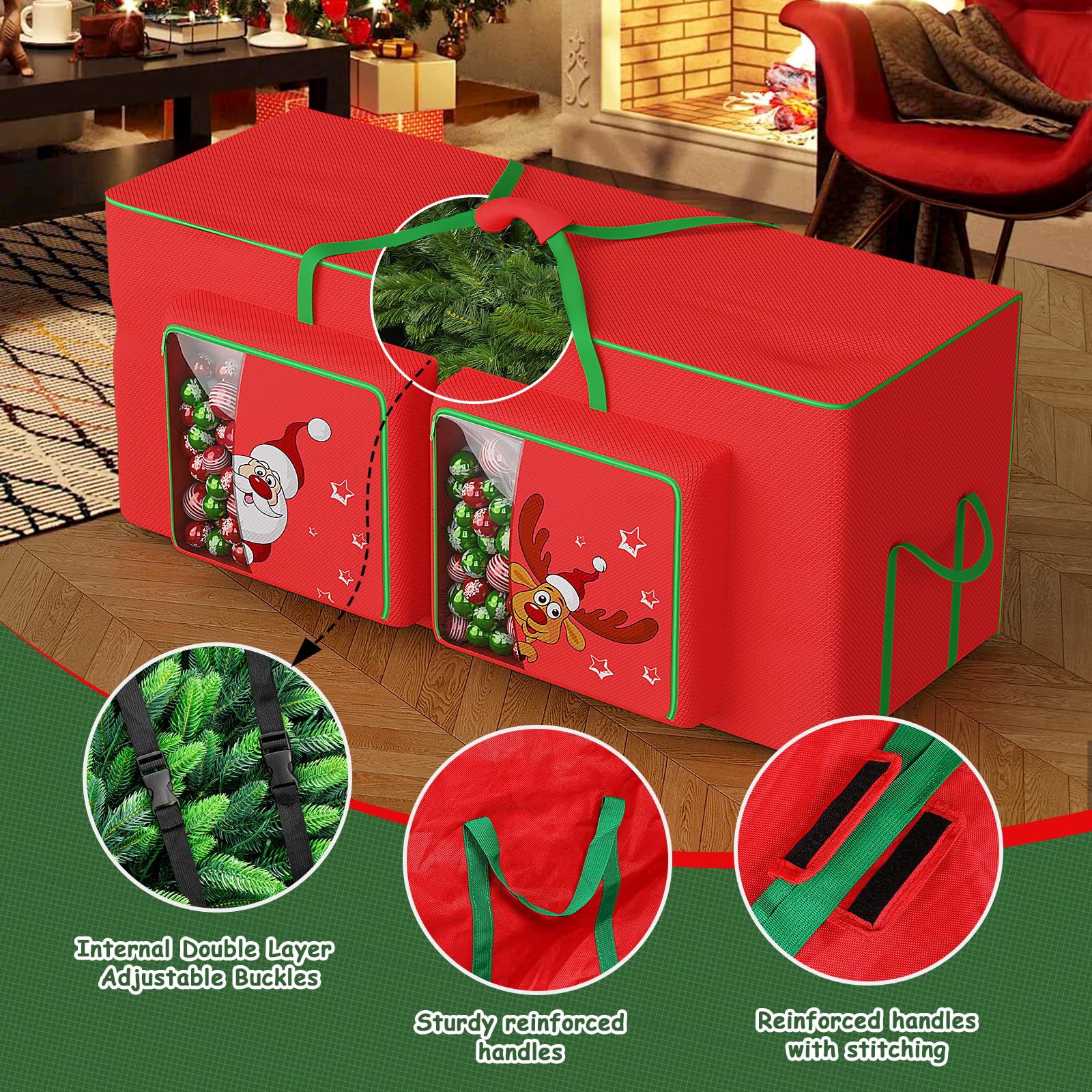Alupssuc Borsa portaoggetti per Albero di Natale Contenitore/Supporto per Albero di Natale Alto 9 Piedi Borsa a Rete Doppia Oxford Resistente, Resistente all'Umidità