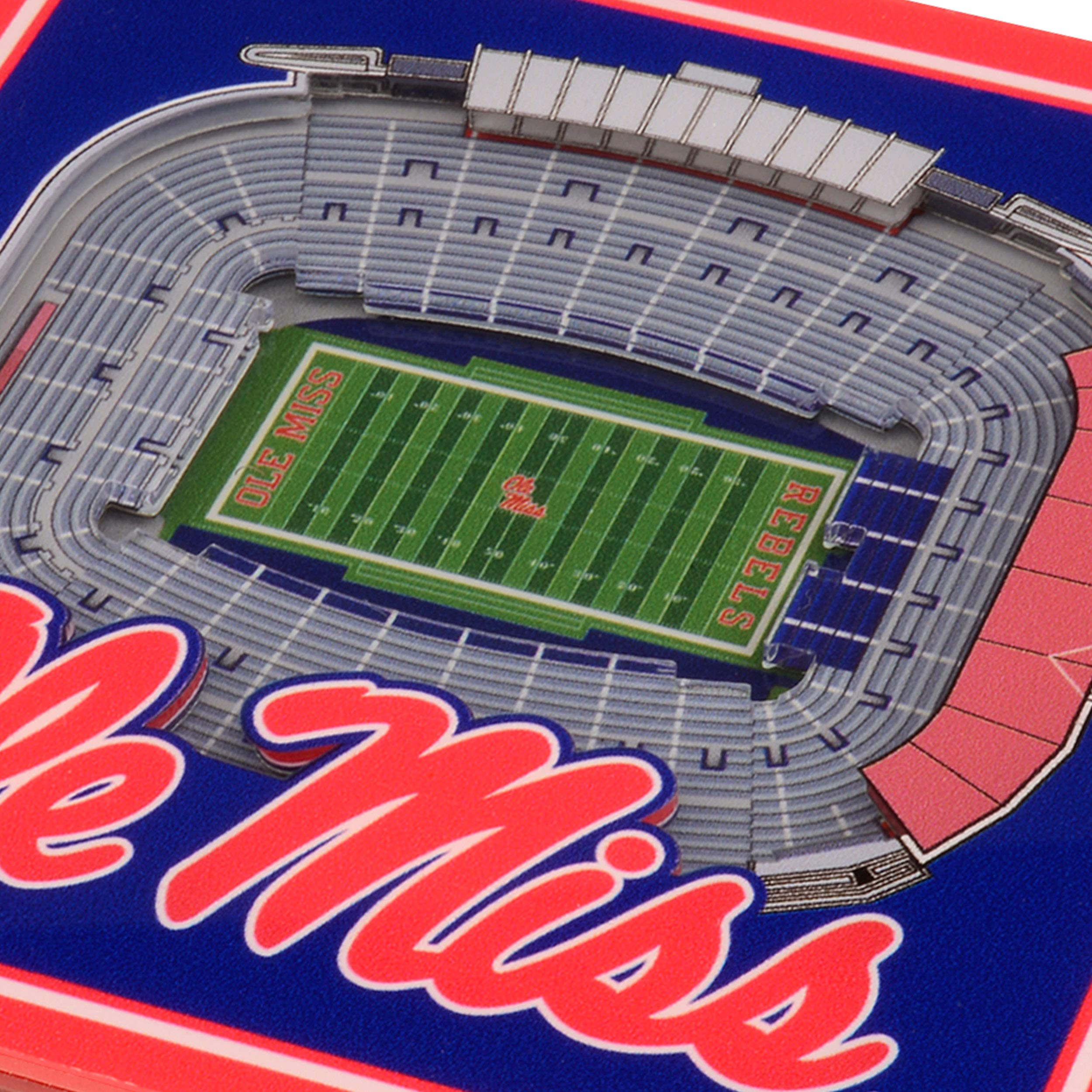 YouTheFan NCAA Mississippi Rebels 3D StadiumView Coasters - Vaught Hemingway Stadium, Team Colors, 4 Inches x 4 Inches - Image 3