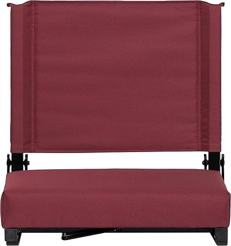 Miniatura 5 de EMMA + OLIVER Juego de 2 500 lb. Silla ligera de estadio con asiento ultra acolchado, color granate