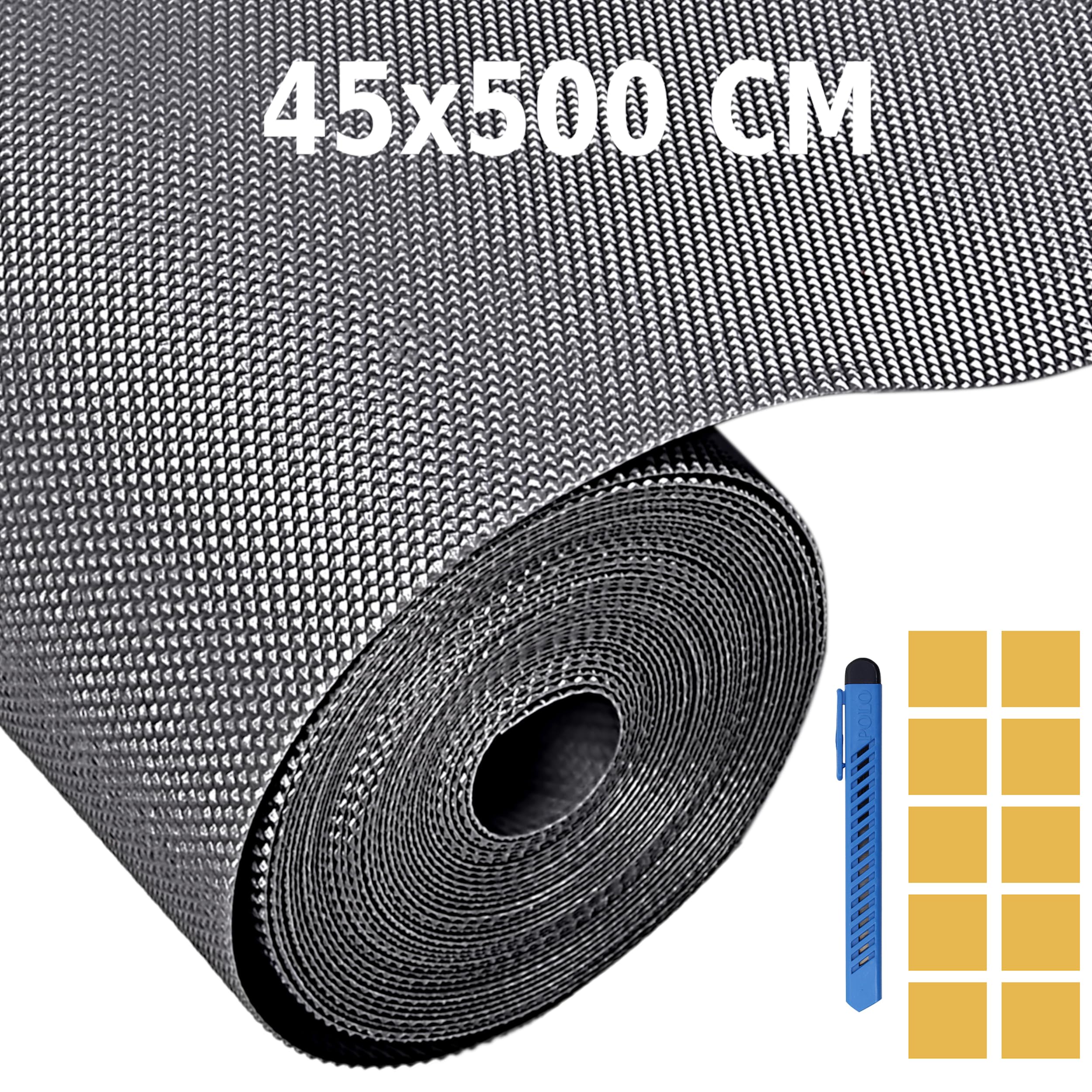 Tishvi Shelf Liner Kitchen Drawer Mats Anti Slip mat for Kitchen 45x500 cm, Non Adhesive EVA Material Fridge Liners Table Mats for Cupboard Cabinet Drawer Liner (Gray Diamond, 45x500 CM) 4