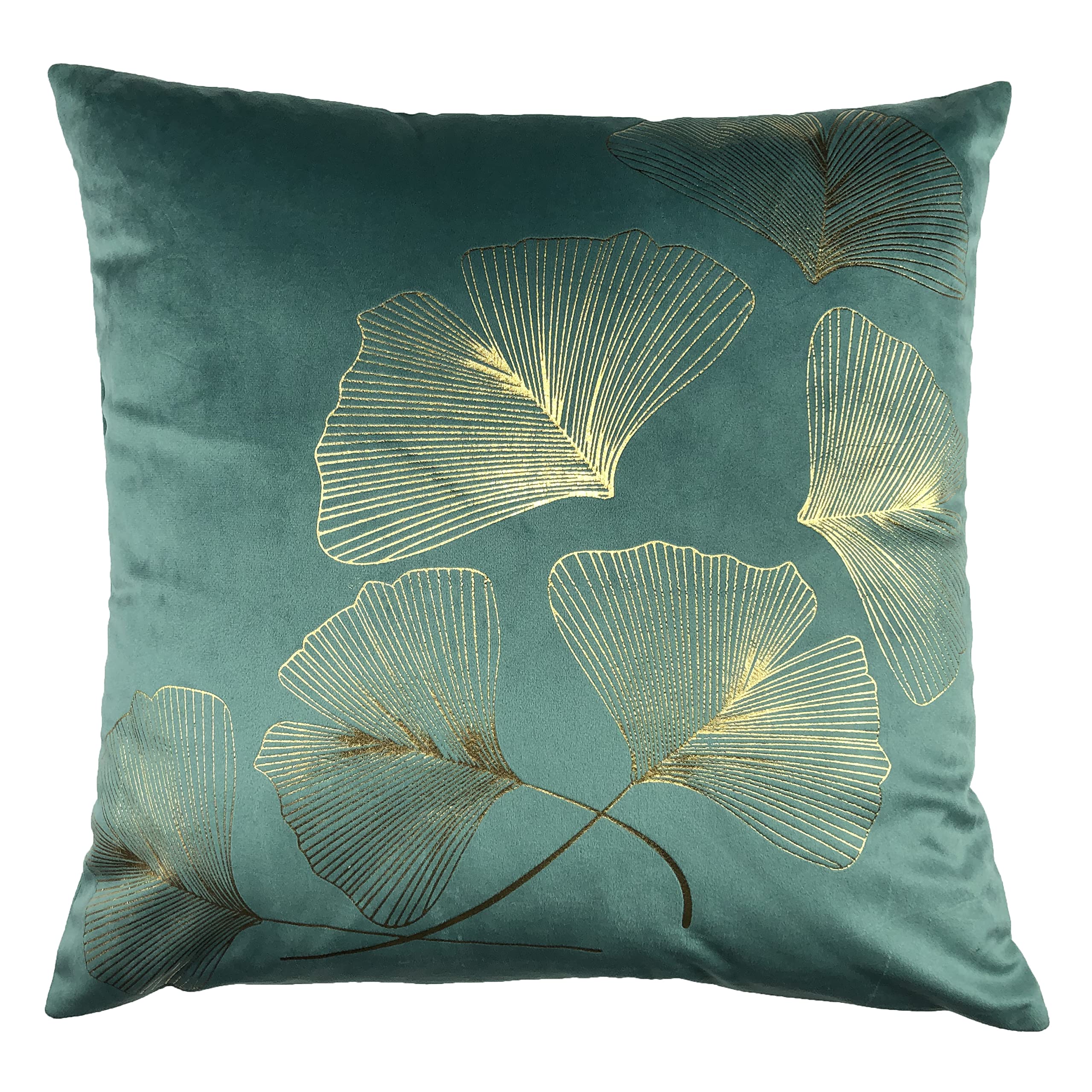 Decor Ur Space Gold Ginkgo Leaf Pattern Solid Velvet Pillow Cover Set of 2 20 x 20 Teal