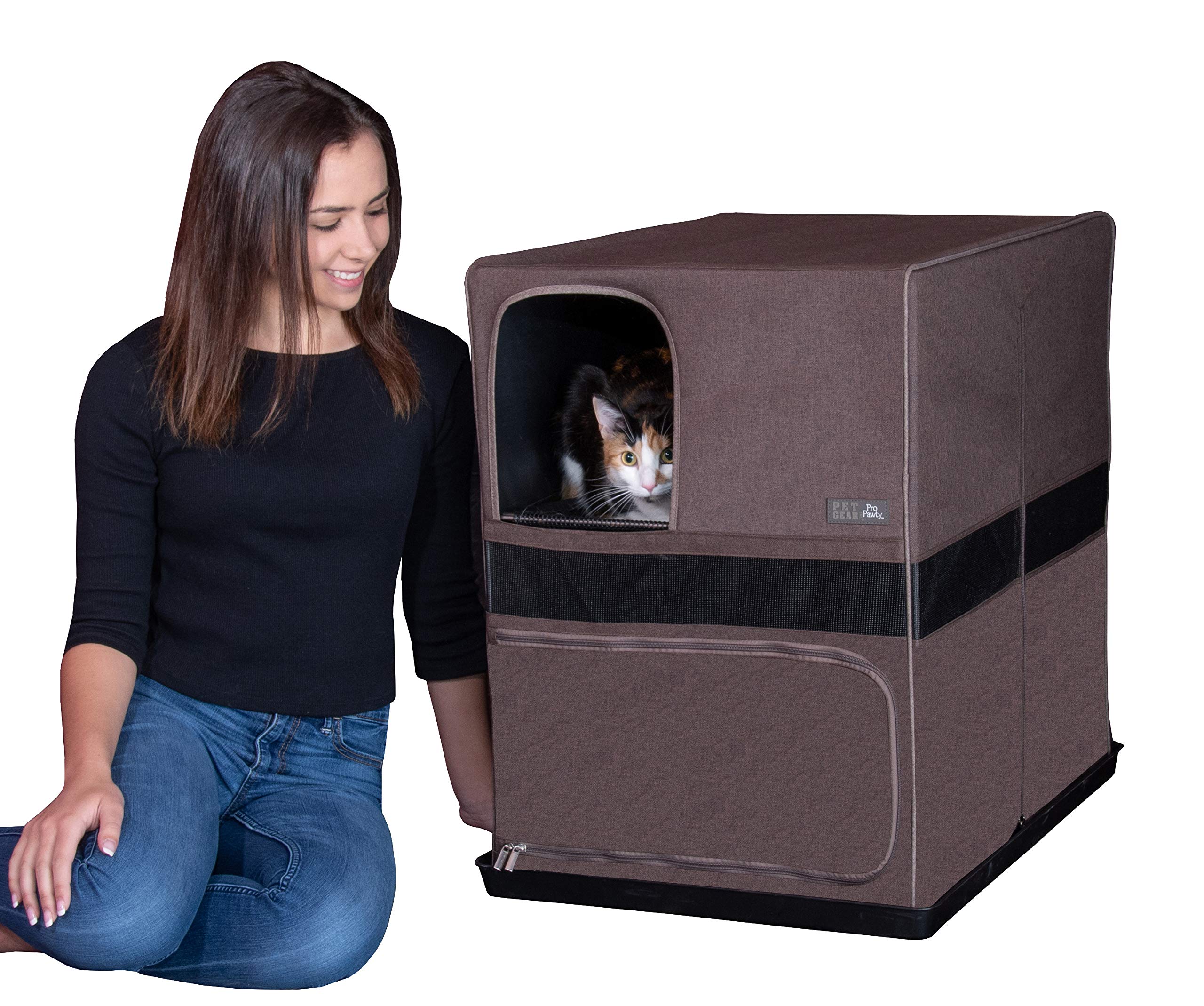 Pet Gear Pro Pawty for Cats with littertraX Mat, Put an end to Scattered Litter, Foldable, Easy Clean, Litterbox not Included, 2 Models, 2 Colors