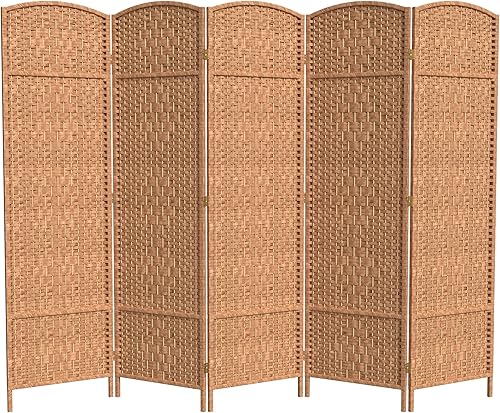 Miniatura 10 de Divisor de ambiente resistente de 6 pies, pantalla de privacidad plegable de fibra de ratán con patrón de diamante, Madera, Mocha oscuro Mocha