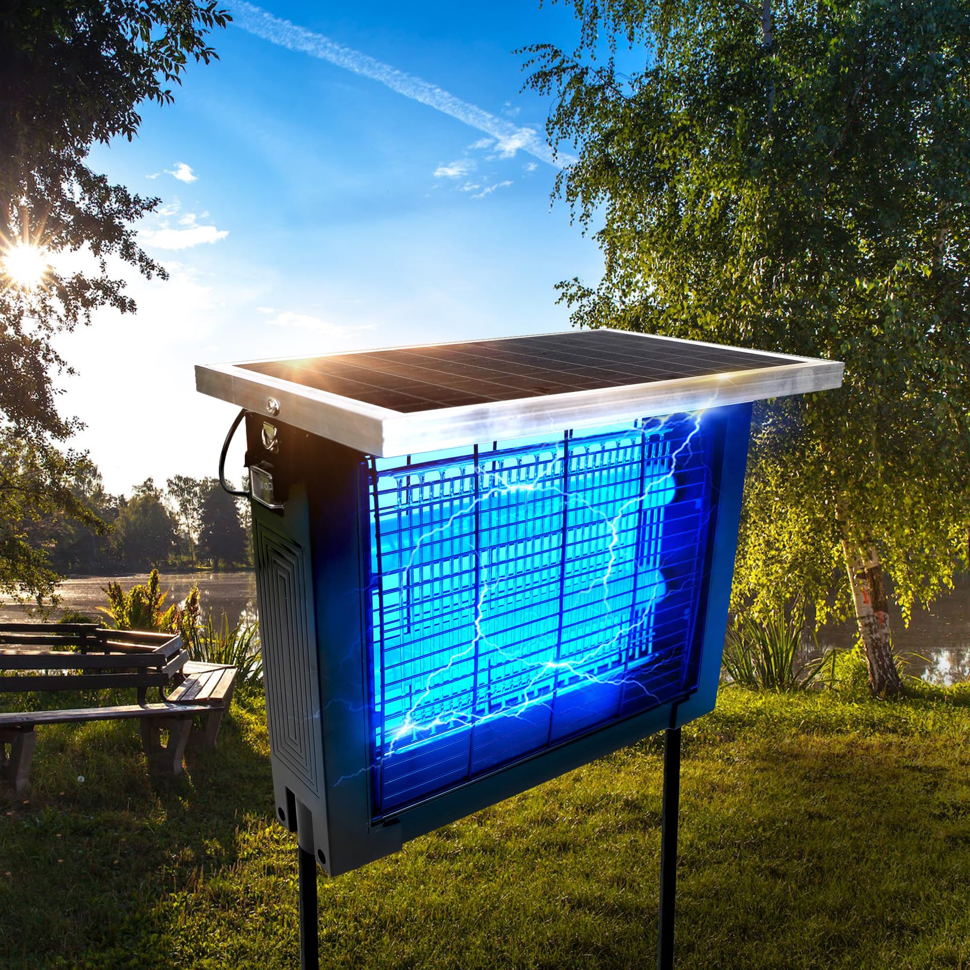 Powerful Solar Bug Zapper for 1500 sq.ft with 13FT Extension Cord