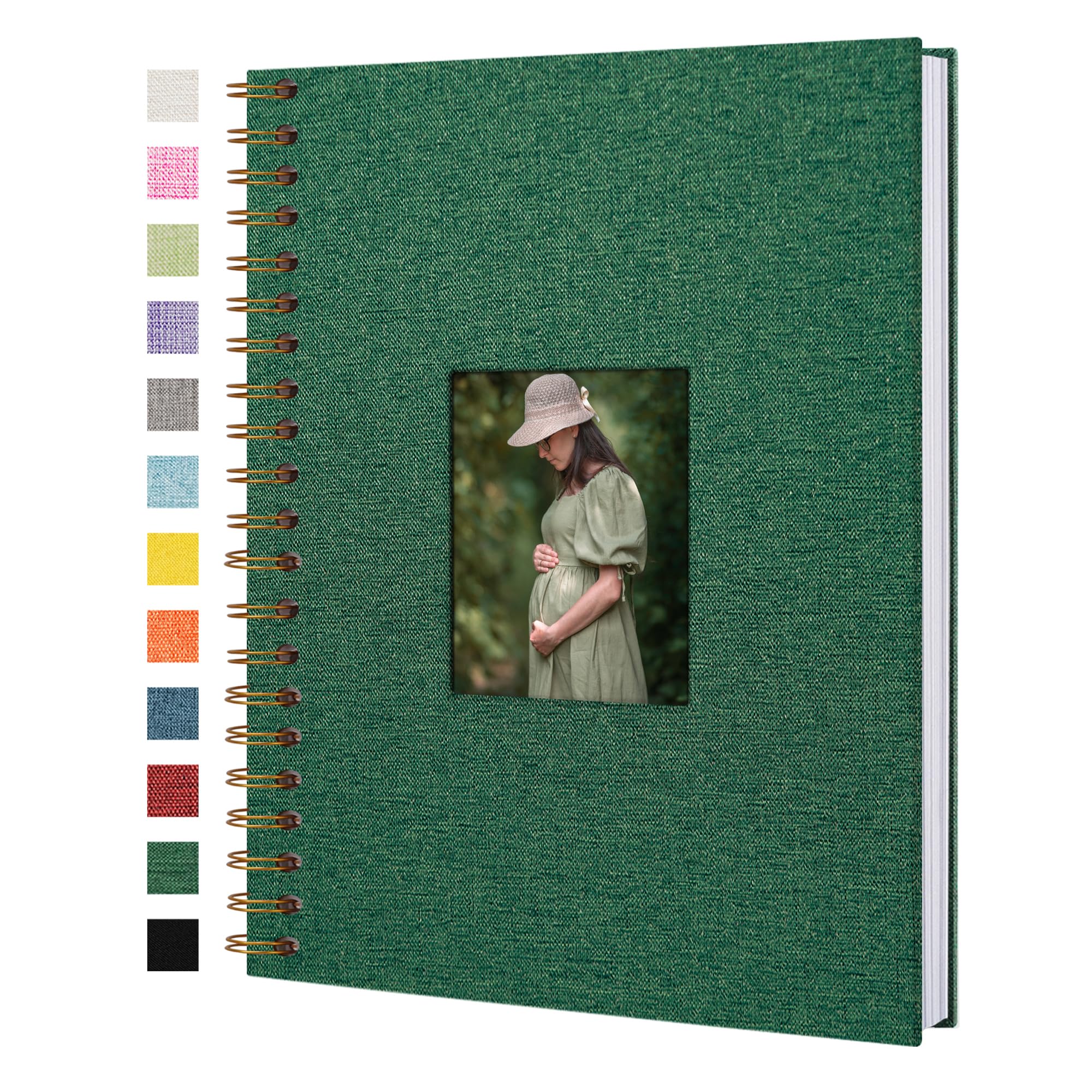 Yopih Scrapbook Photo Albums Linen Cover 28x20.5 cm Hardcover Kraft White Pages Memory Scrapbooking Book for Wedding Travel Baby Shower Guest Book 40 Sheets/80 Pages