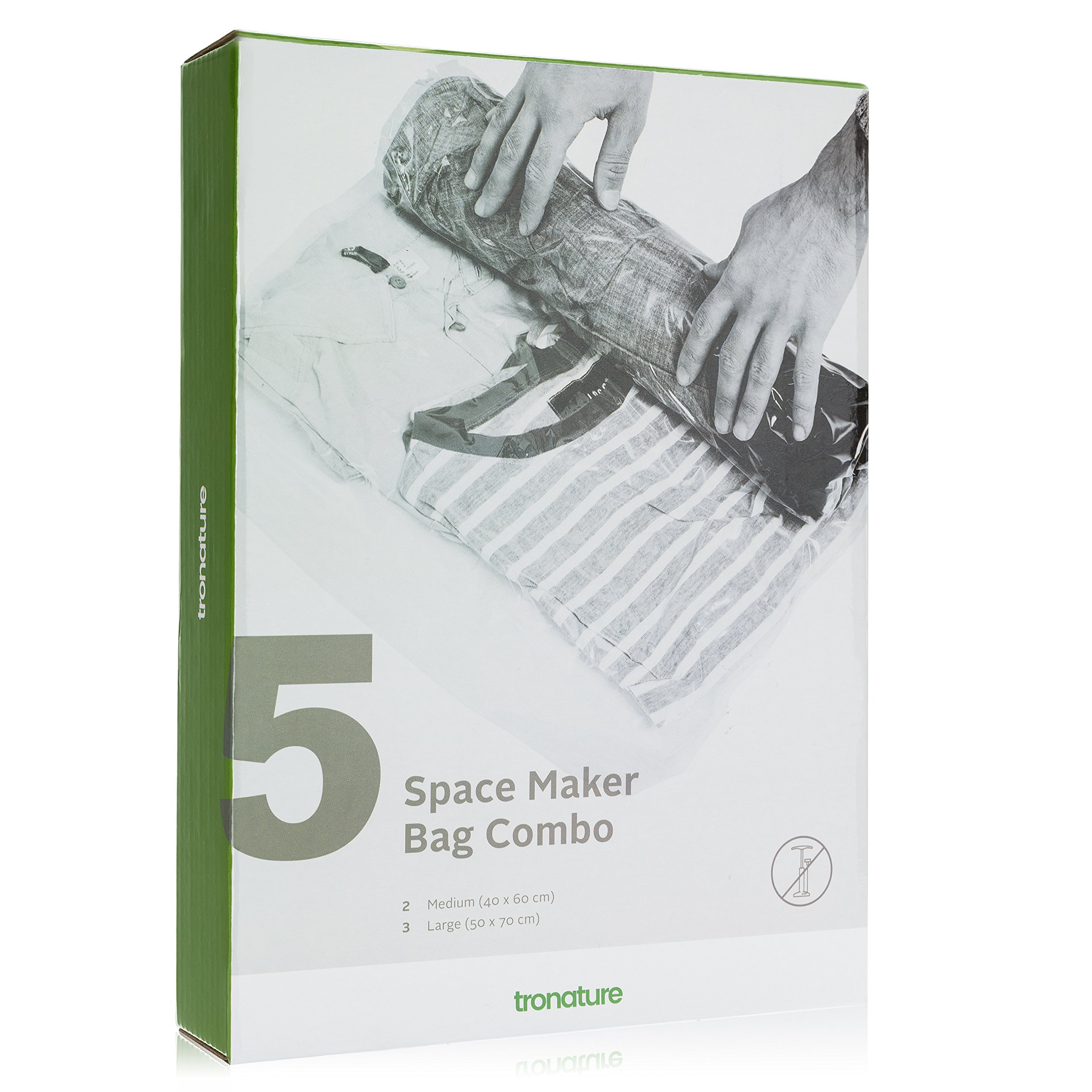 tronature 8X Compression Bag (40x60cm + 50x70cm) Vacuum Bag - Storage for Clothes, Travel, Camping, Backpacking - Waterproof Storage Bag Roll On, Bag Set, Backpacker Accessories.