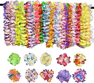 50 Counts Hawaiian Leis Flower, Leis Necklace Hawaiian For Kids or Adults luau Party Supplies, Summer Beach Vacation,Theme Party Decorations, Birthday, Graduation,Wedding.