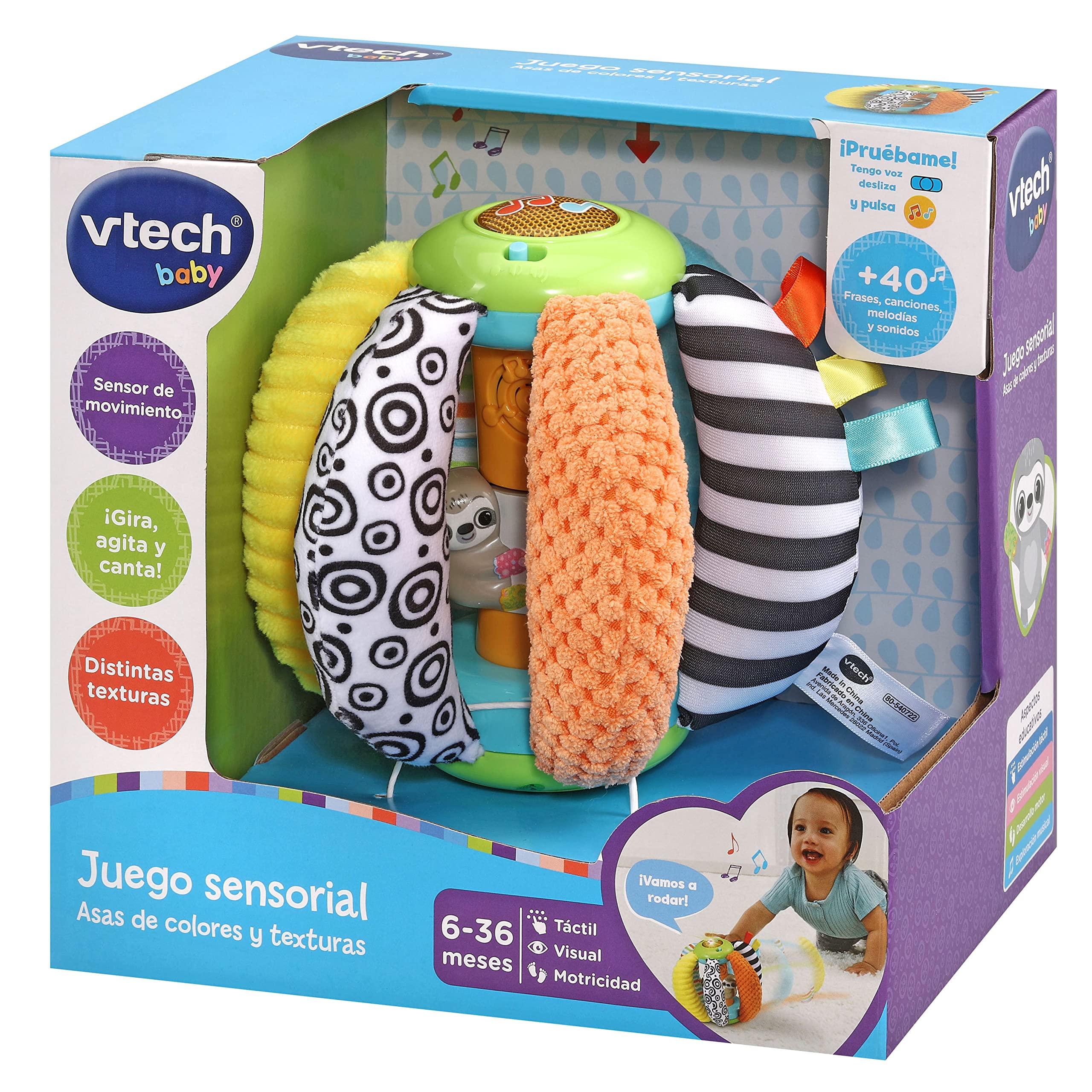 VTech-Baby Bola sensorial Asas de colores y texturas, Pelota interactiva, Juguete para bebés +6 meses, Versión ESP