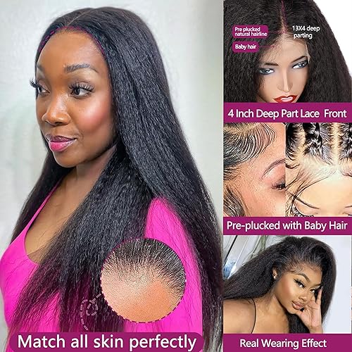 Miniatura 2 de ZIYU Peluca de cabello humano lacio tipo afro, pelucas de cabello humano lacio Yaki sin pegamento, línea de cabello prearrancado con abuelitos,