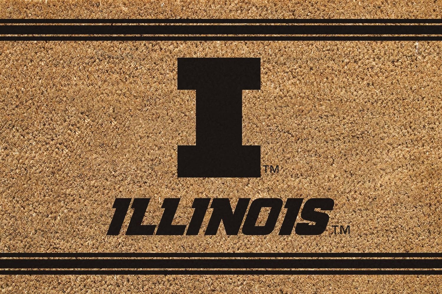 Team Sports America NCAA University of Illinois Coir Doormat 36"x24", Official Full Color Team Logo, Extra Large Front Door Mat, Outdoor Indoor Entrance Rug, Non-Slip Welcome Mat for Porch Patio