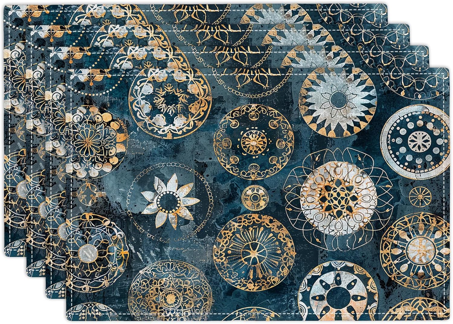 Ethnic Boho Placemats Set of 4 Geometric Floral Table Mats