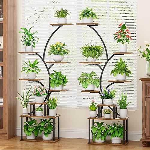 Miniatura 5 de Soporte para plantas de interior con luz de crecimiento, estante para plantas de 62 pulgadas de alto, 8 soportes para plantas de interior múltiples,