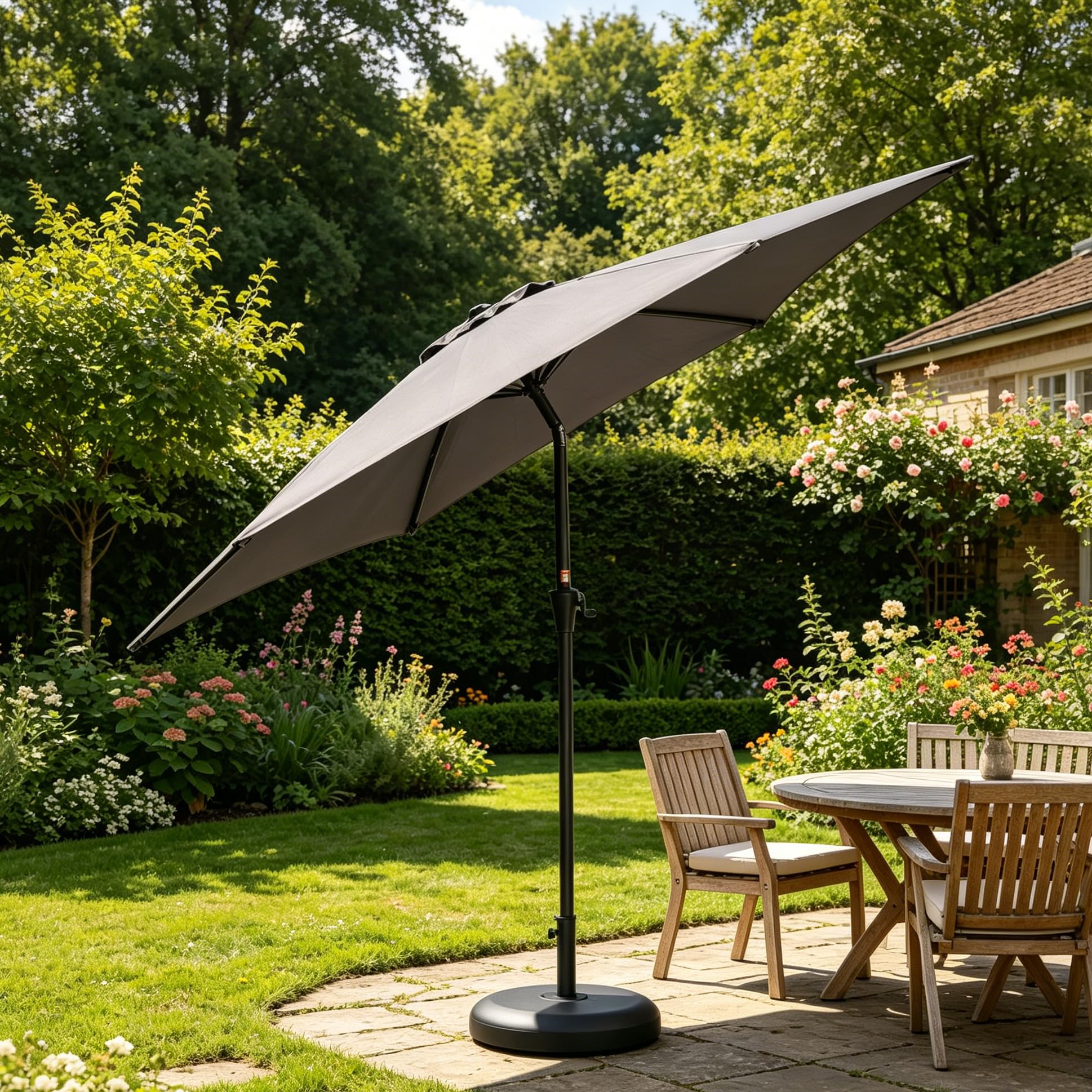 Deuline Alu Sonnenschirm Ø300cm Gartenschirm Terrassenschirm Marktschirm neigbar mit Kurbel Aluminium Mast UV50+ Bespannung MALTA+
