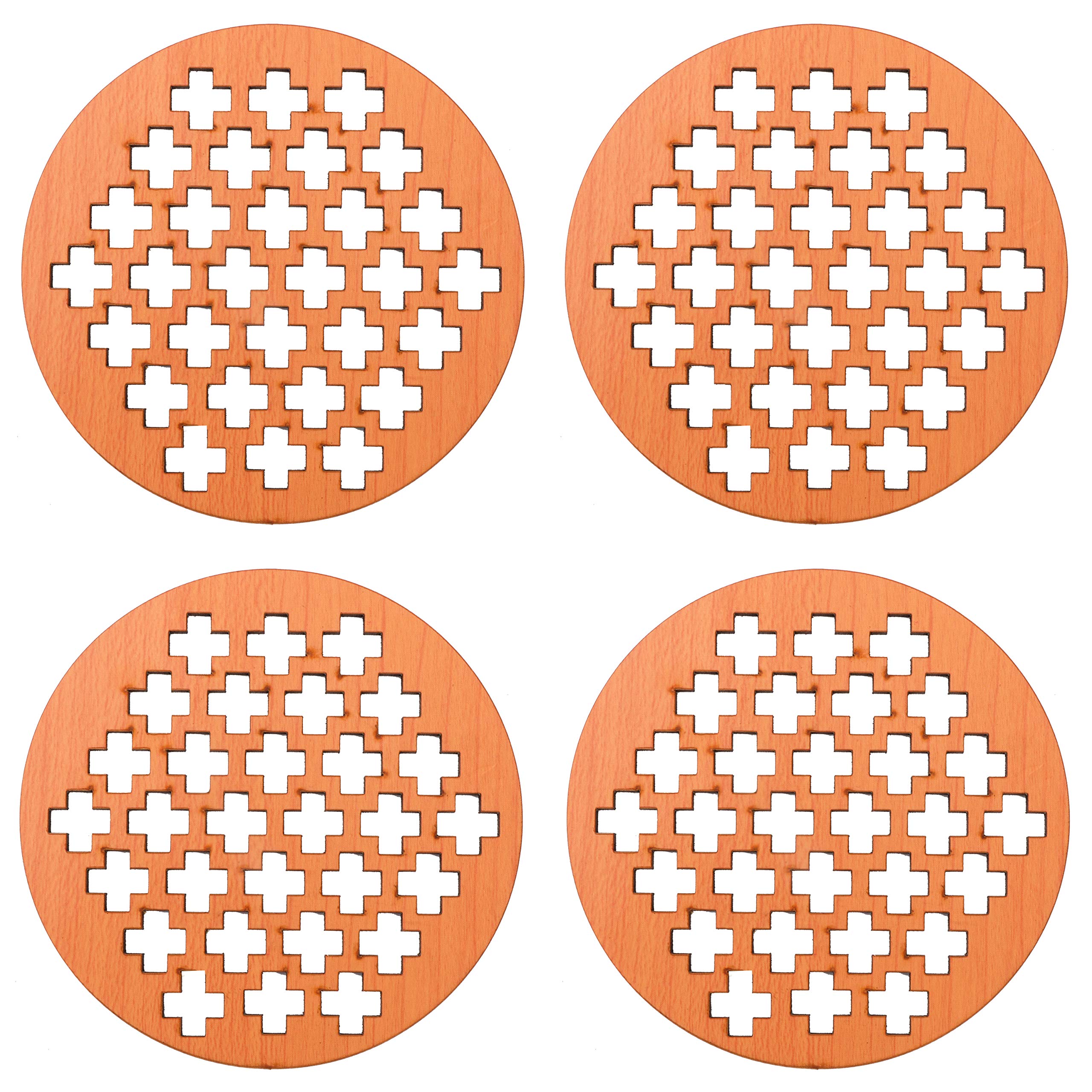 DULI Lasercut MDF Wooden Coasters for Tea Coffee (Set of 4) (Plus Design) - Image 2 thumbnail