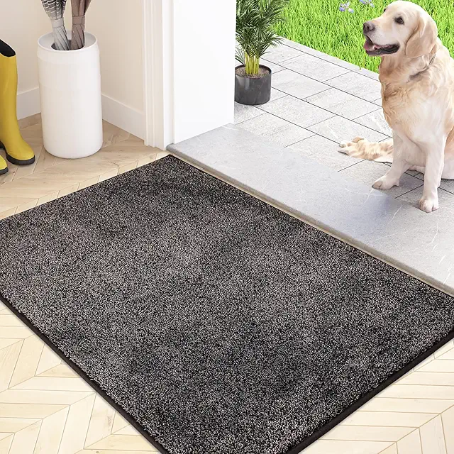 Paillasson chien antidérapant lavable en machine, 50x80 cm gris charbon