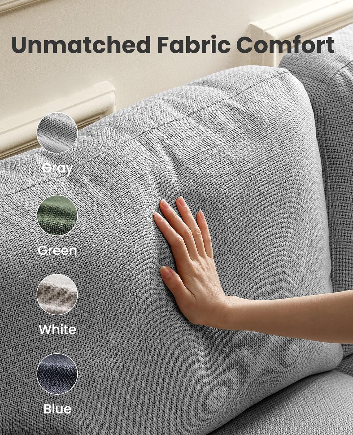 Amada 89" Sofa, 3 Seater Couch for Living Room, Modern Sofa with Deep Seats & Wide Armrests, Comfy Couch with Removable Washable Covers, Linen Fabric, Easy Assembly Grey 3 Seater 89in image 5 of 6 B0FL88KVCH