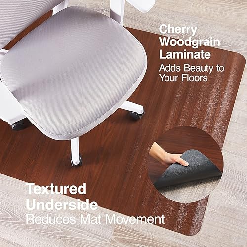 Miniatura 3 de MyOfficeInnovations 951074 36x48 - Alfombrilla de madera para silla de pisos duros, color cereza