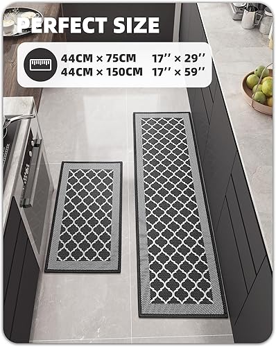 Miniatura 6 de Color G - Juego de 2 alfombras de cocina, antideslizantes y lavables para el piso, frente del fregadero, cuarto de lavado, juego de alfombras y