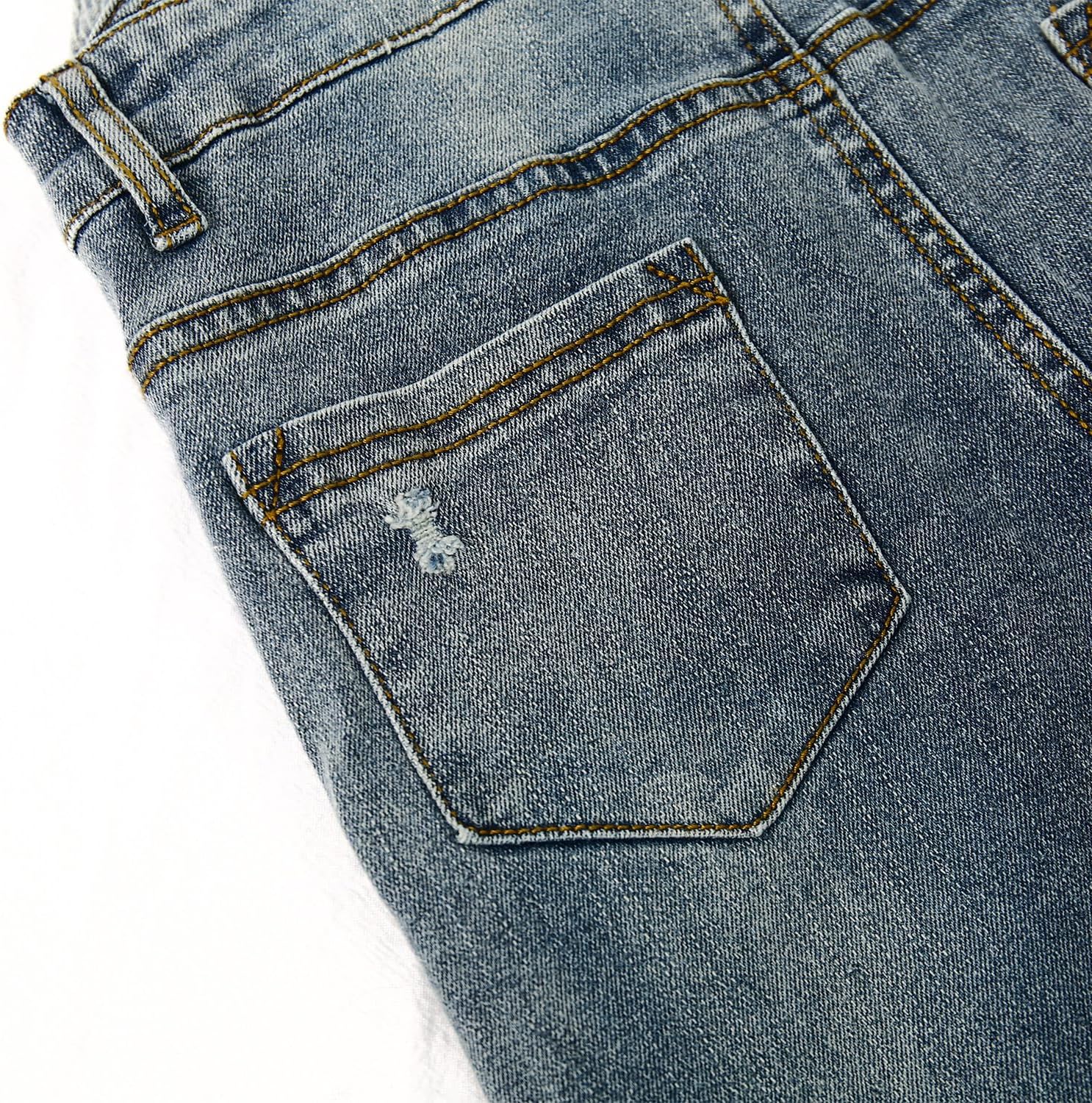 KIDSCOOL SPACE Baby Little Boys Slim Fit Jeans,Ripped Bib Pocket Fashion Denim Overalls - Image 3