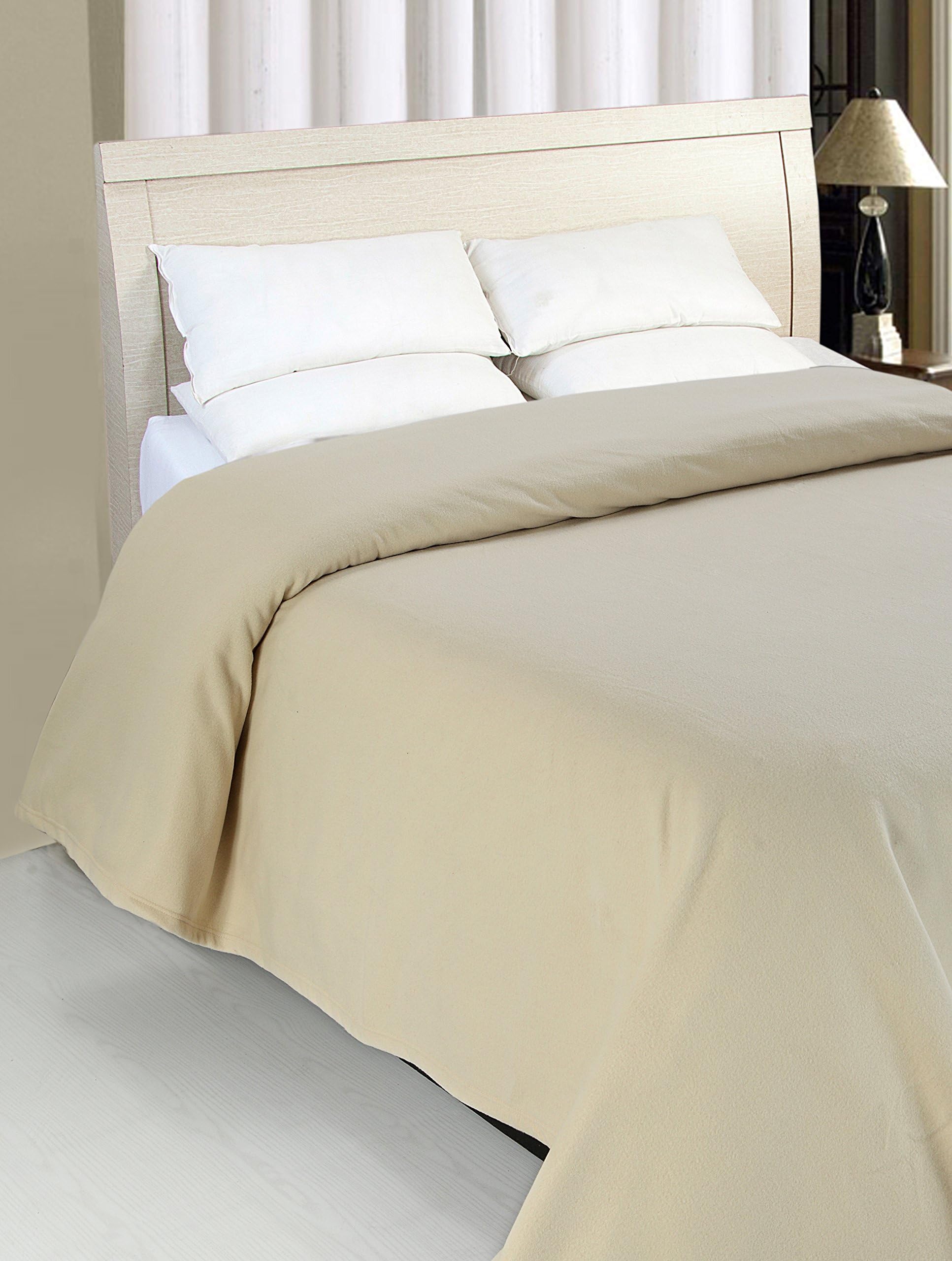 Queen Brushed Polar Fleece Tan Thermal Blanket - 100% Polyester - Warm, Extra Soft Bed Blanket, Lightweight Couch Blanket, Easy Care - by Tex Trend