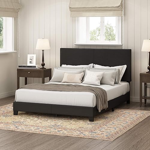 Miniatura 24 de Furinno Pessac - Marco de cama tapizado, piel sintética blanca, tamaño individual XL Blanco,Negro -,Glacier,Negro (plain