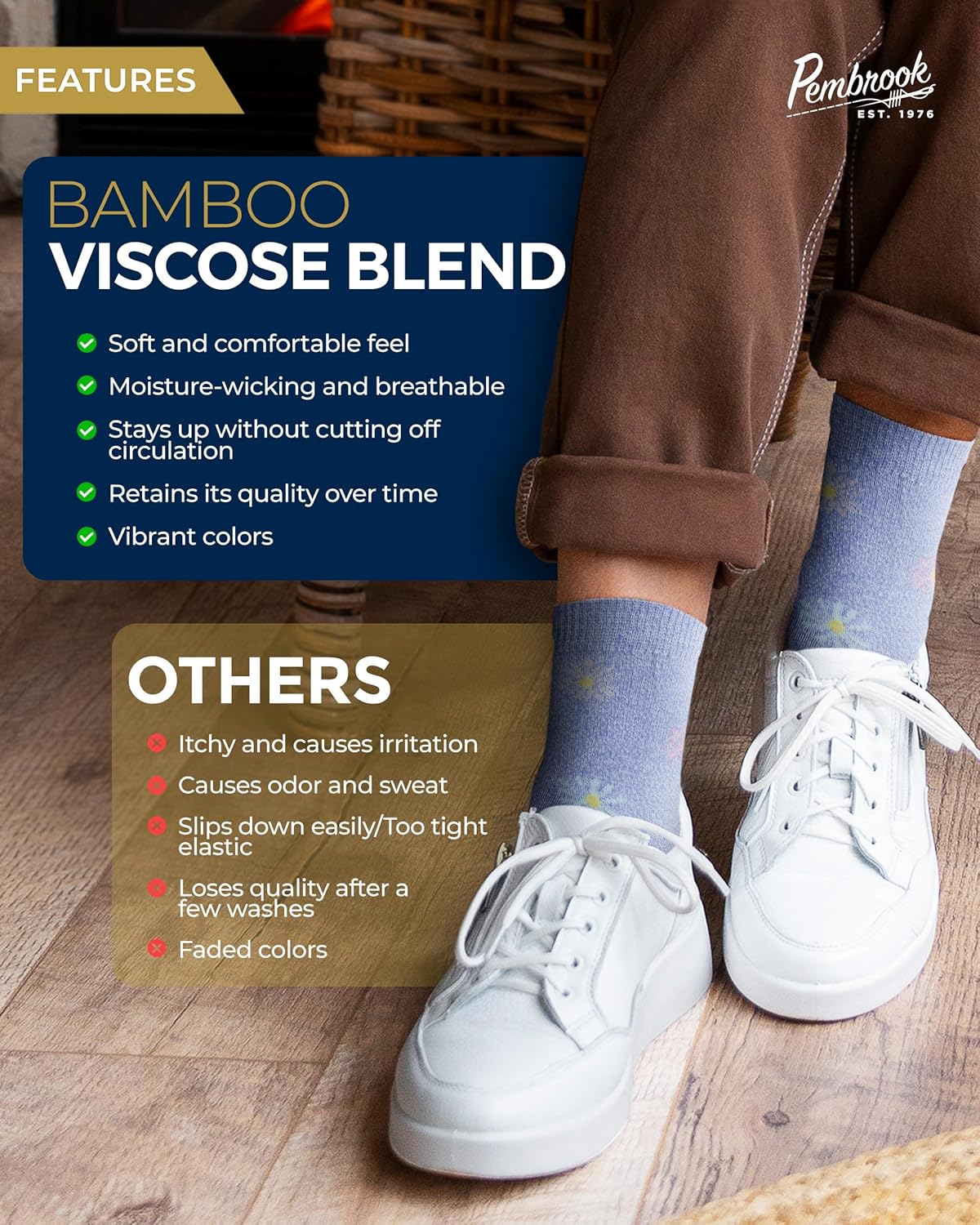 Pembrook Ankle Diabetic Socks for Women & Men - 4 Pairs Flowers (Gray, Dark Gray, Purple, Pink), Moisture-Wicking, Wide Top, Quarter Non Binding Socks - Image 3