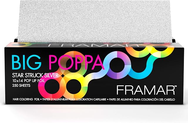 Framar Big Poppa Embossed Pop Up Hair Foil, Hair Foils for Highlighting, Foils for Highlights, Hairdressing Foil for Hair Highlights, Highlighting Foil, Foil Sheets, Hair Foils for Colouring 10x14