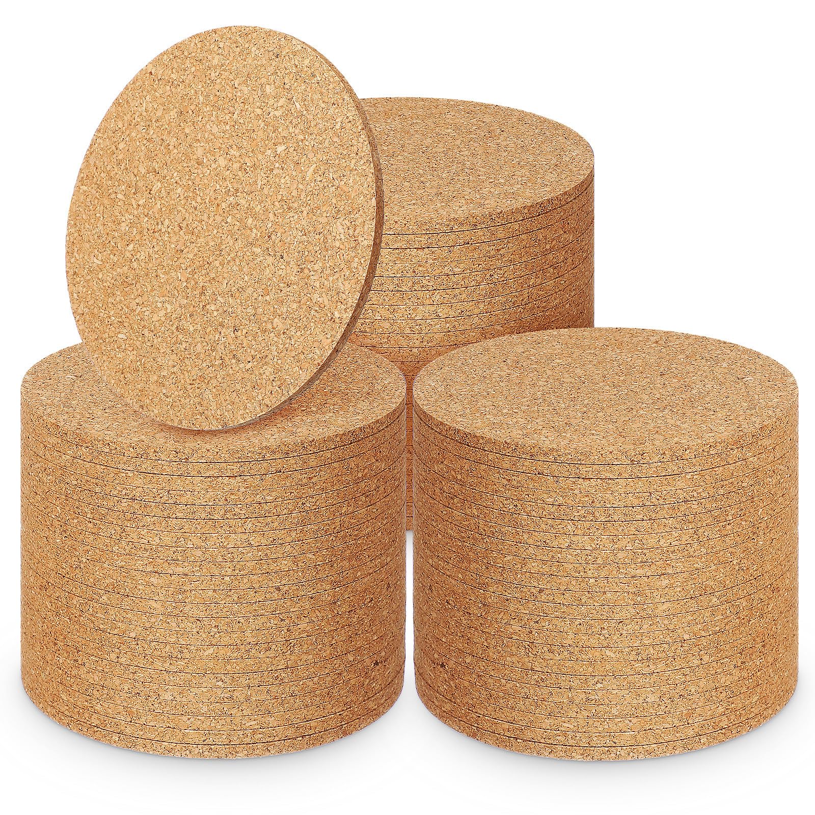 Veemoon Lot de 100 sous-Verres Ronds en Liège 90x3 Mm, Isolation Thermique Antidérapante pour Boissons, Dessous de Verre Robustes et Légers, pour Maison, Bureau et Bar