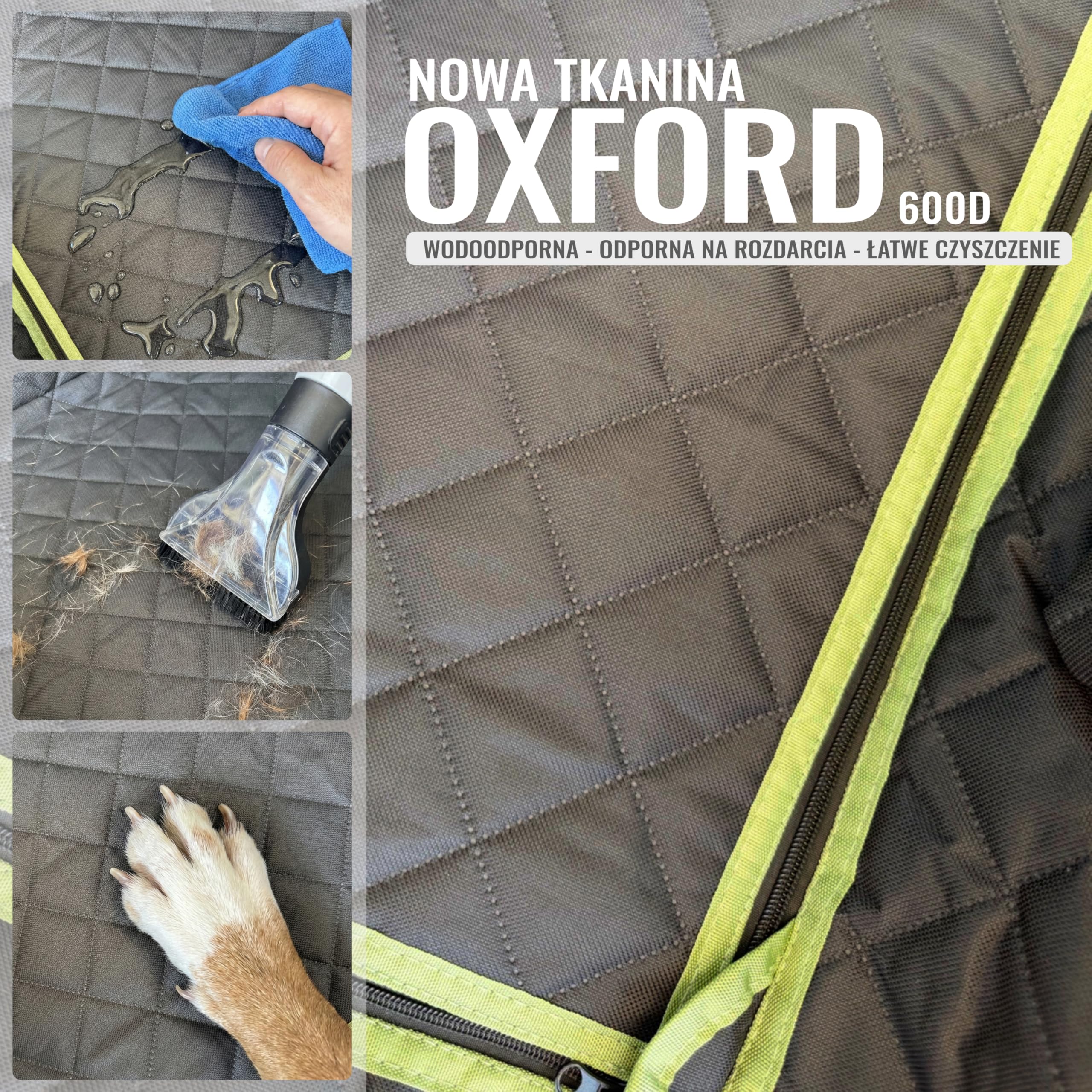 Mata dla Psa do Samochodu 6-w-1 – Pokrowiec na Siedzenia dla Psa z 9 Zamkami, Wodoodporny Oxford 600D, Okno z Siatki, Ochrona Drzwi i Boczna, Mata Samochodowa dla Psa, Czarny