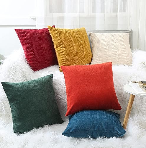 Miniatura 7 de Paquete de 2 fundas de almohada para sofá, hogar, acogedora funda de almohada de felpilla texturizada, funda de cojín decorativa para sofá, 18 x 18