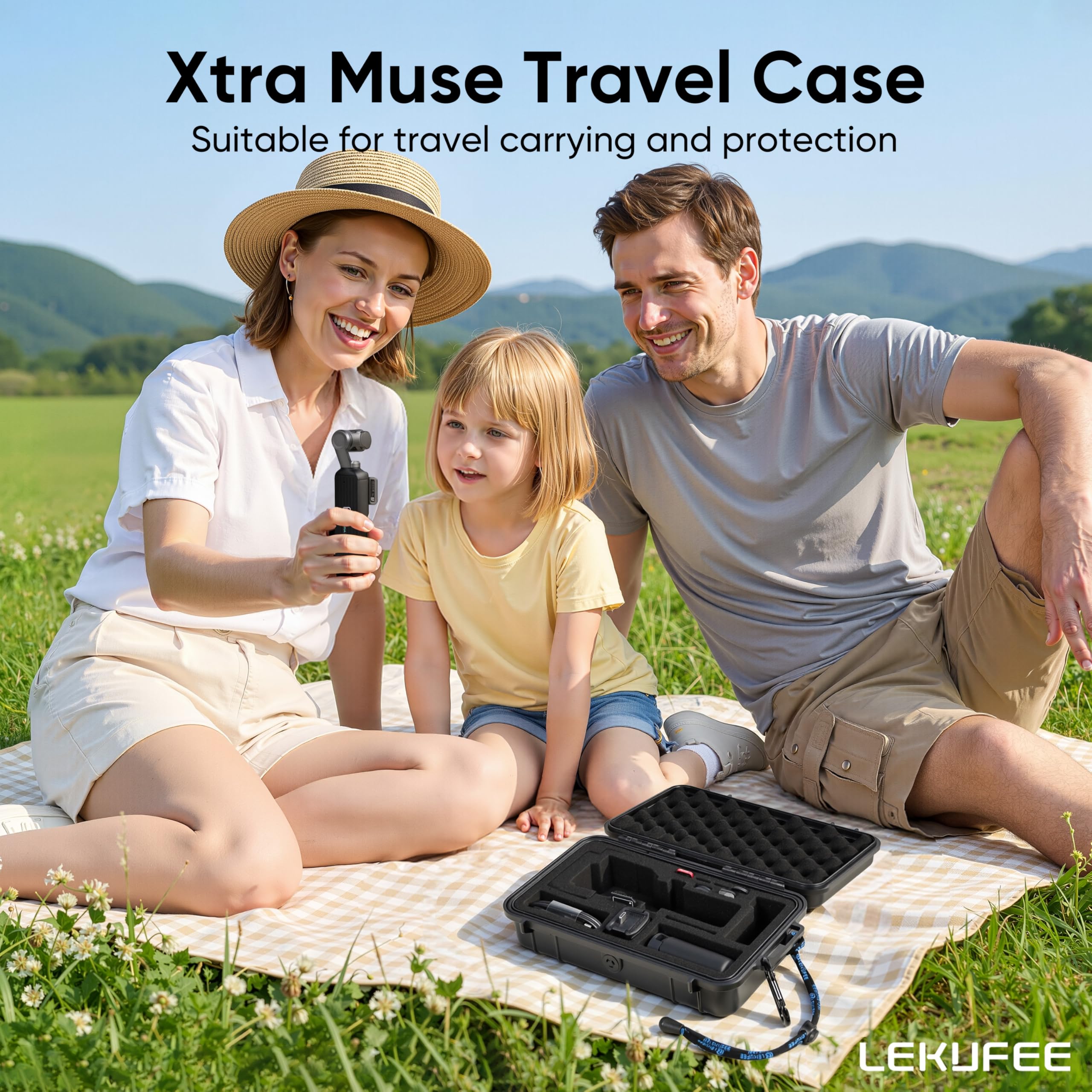 Lekufee Custodia rigida portatile impermeabile per videocamera digitale Xtra Muse e accessori, custodia protettiva antiurto per il trasporto, nera (solo custodia)