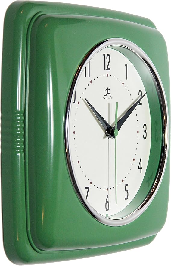 Reloj de Pared Infinity Instruments Cuadrado Retro Silencioso Verde 9.25 pulgadas miniatura 4