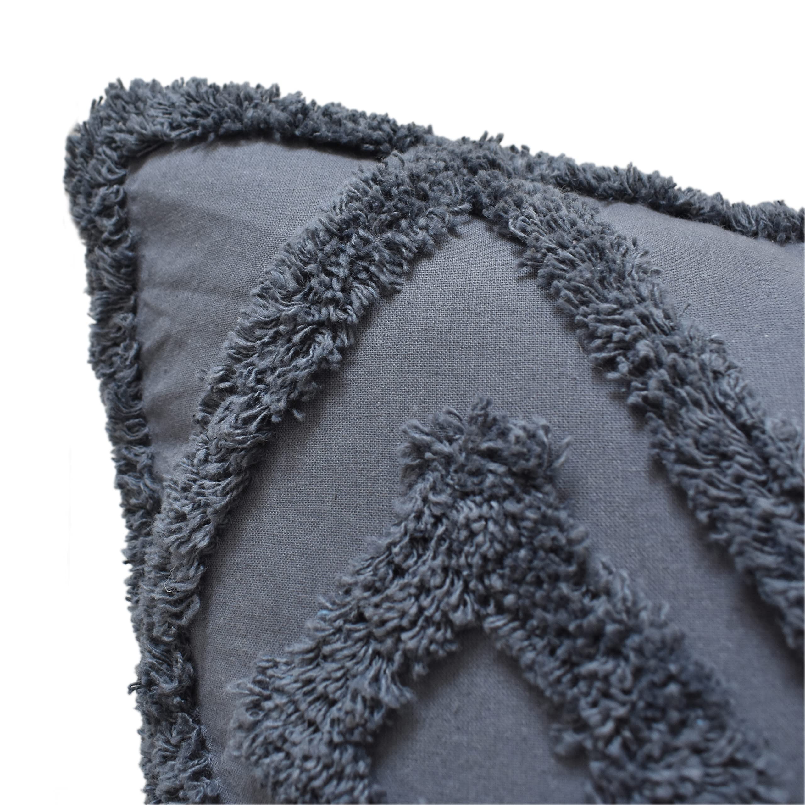 Aashita Boho Decorative Tufted Pillow Covers 24x24 Navy Solid Diamond Pattern Modern Accent Cushion Cover for Couch Sofa Seat Chair Bed Bedroom Living Room Car Office (Set of 1 Pc) 2