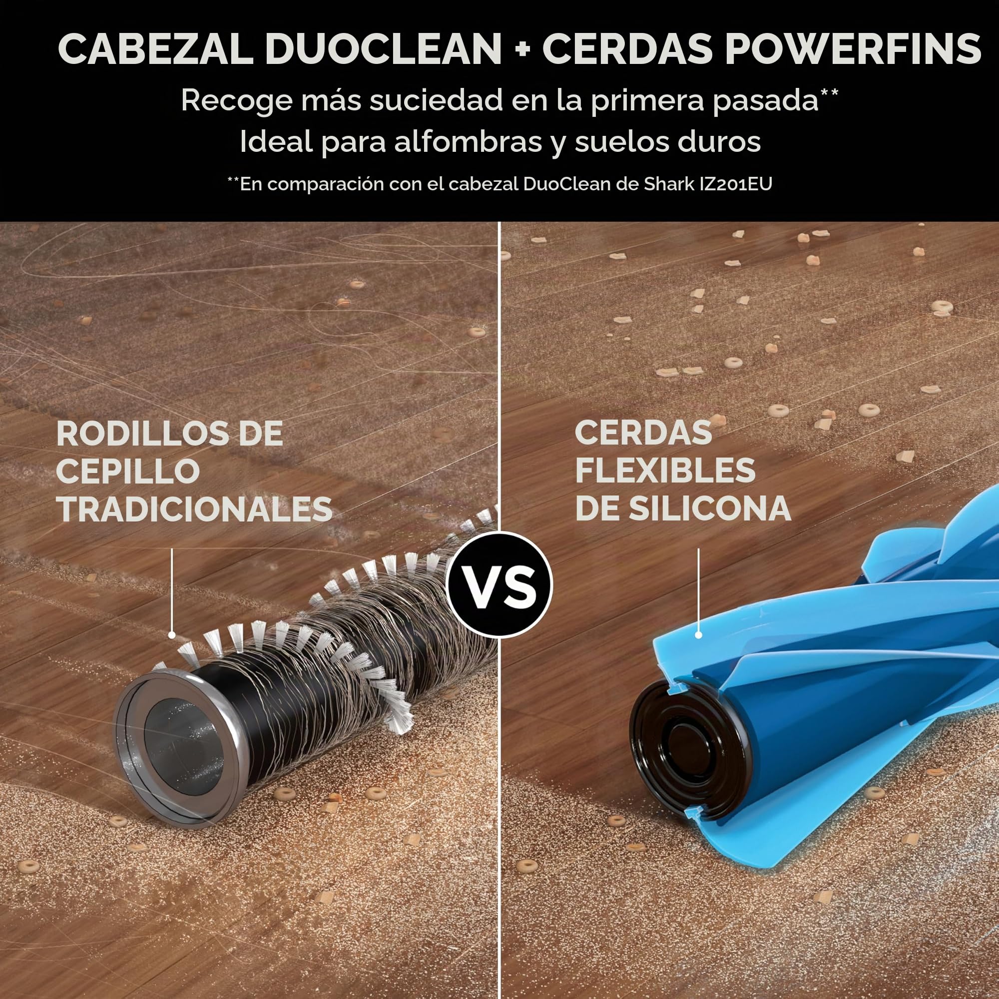 Shark Aspiradora sin cable, 60 min autonomía, Anti Hair Wrap y DuoClean flexible, minicepillo motorizado para pelo de mascota, cepillo multisuperficie, boquilla estrecha 20 cm, negro/rojo IZ300EUT